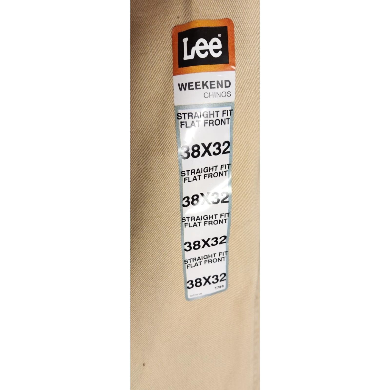 Lee LEE Weekend Chino Pants Straight Men 38x32 Vintage NWT Beige Cotton Flat Front Regular Rise Adjustable? (remove?) Size US 38 / EU 54 - 5 Thumbnail