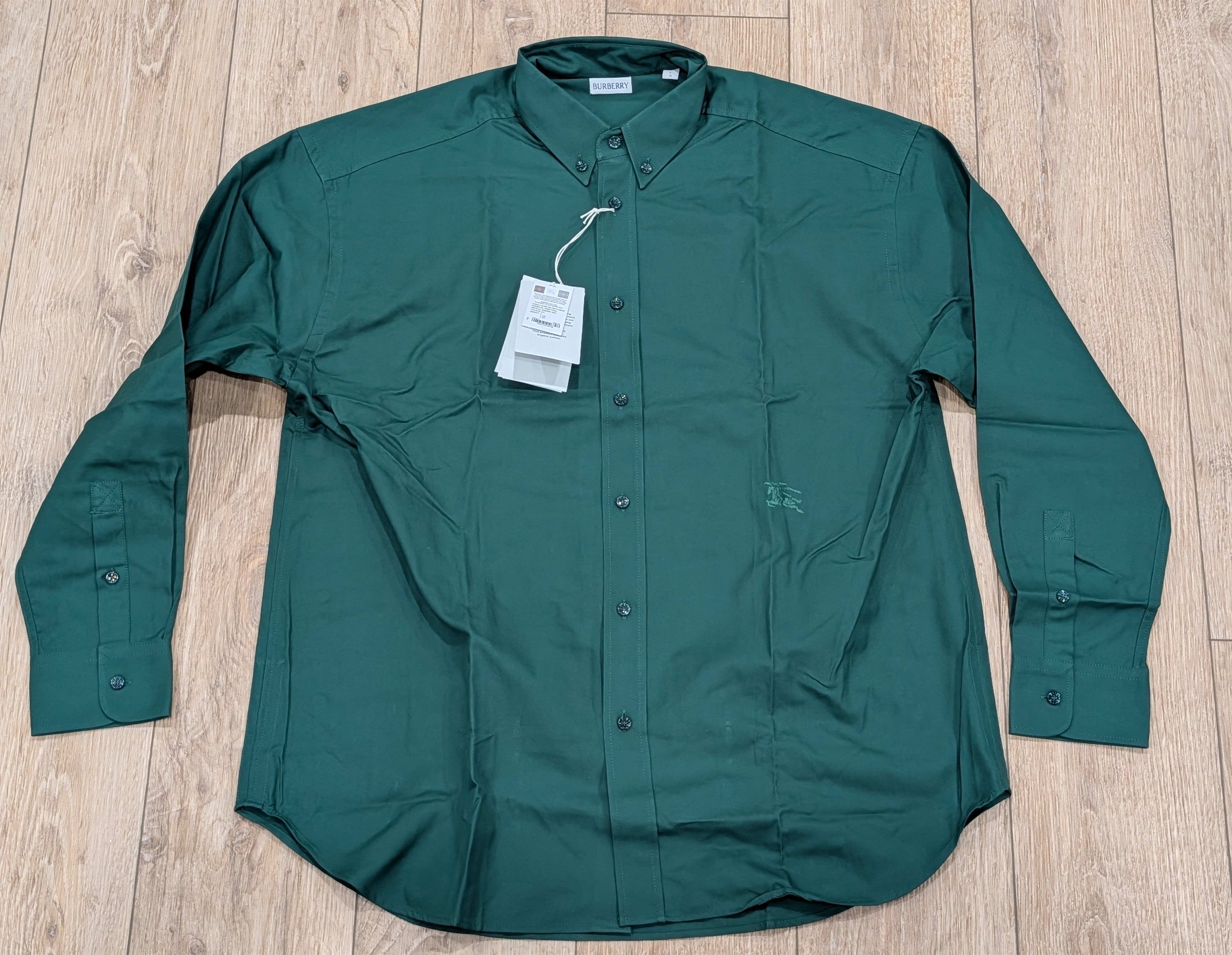 Burberry BURBERRY Cotton Oxford EKD Logo Button Up Shirt Green Medium Size US M / EU 48-50 / 2 - 1 Thumbnail