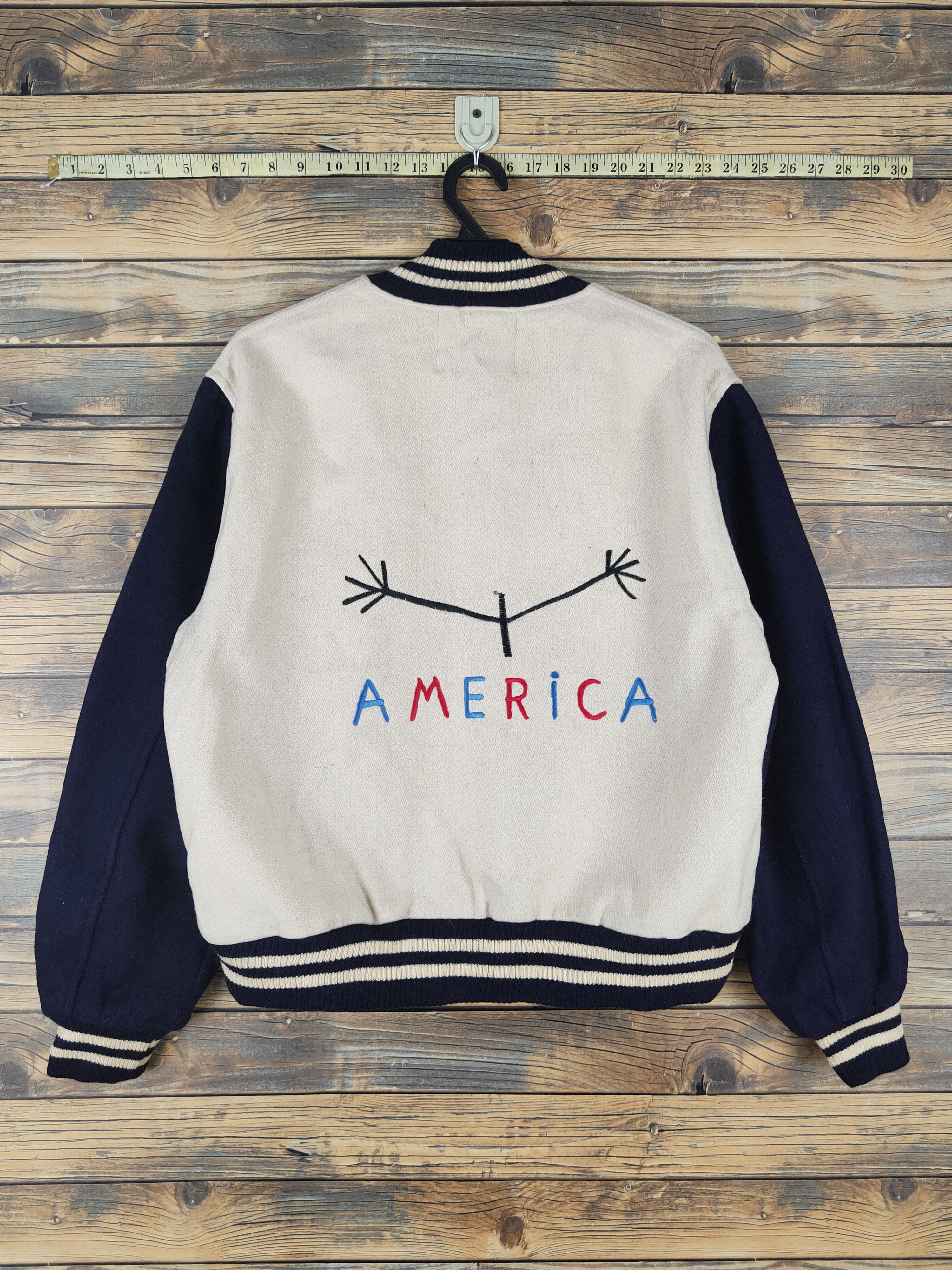 Japanese Brand Danny First Navy Cream Varsity Jackets #W1071 Size US S / EU 44-46 / 1 - 1 Thumbnail