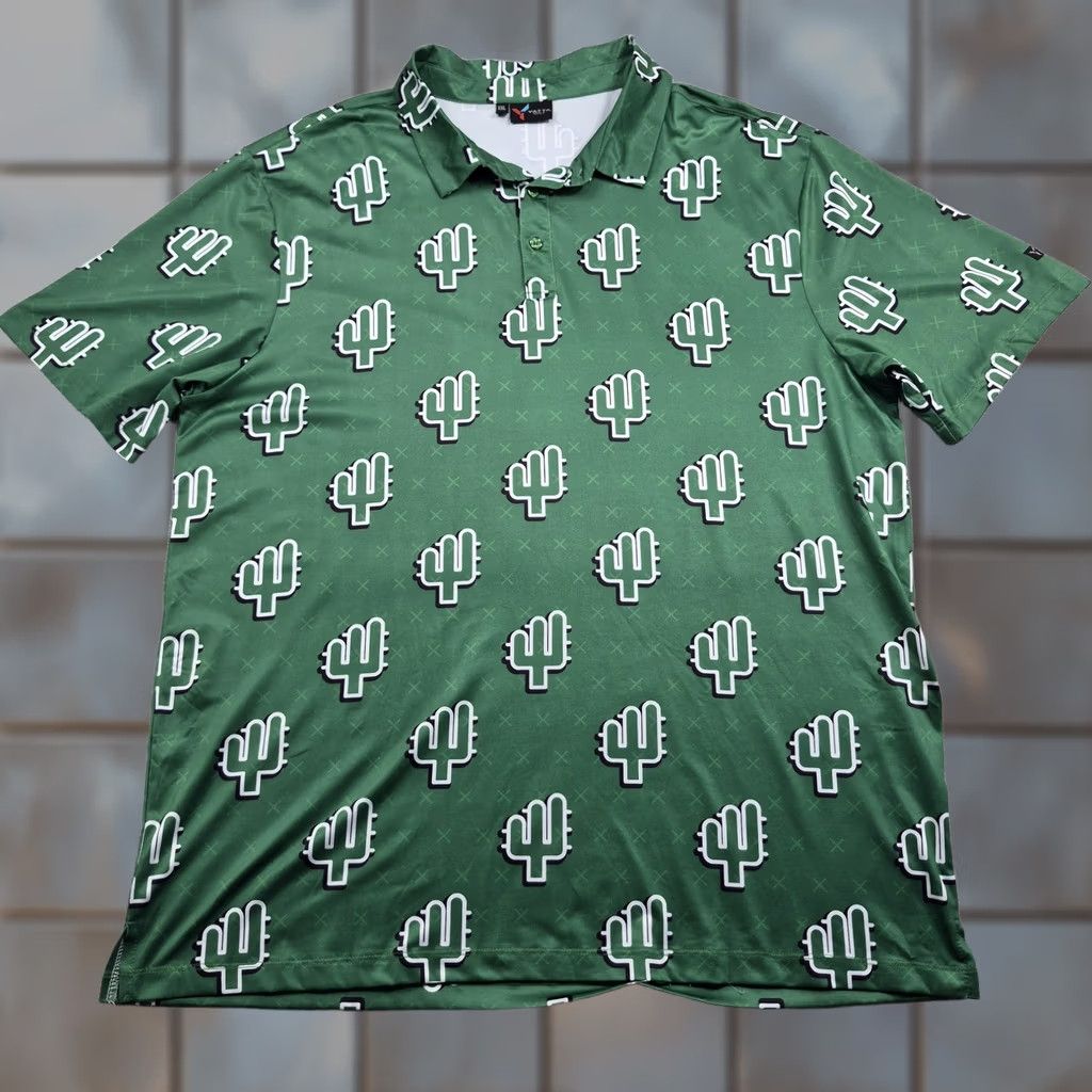 Vintage Yatta Golf Polo Golf Shirt Mens 2XL Green Cactus Arizona Performance Stretch Size US XXL / EU 58 / 5 - 1 Thumbnail