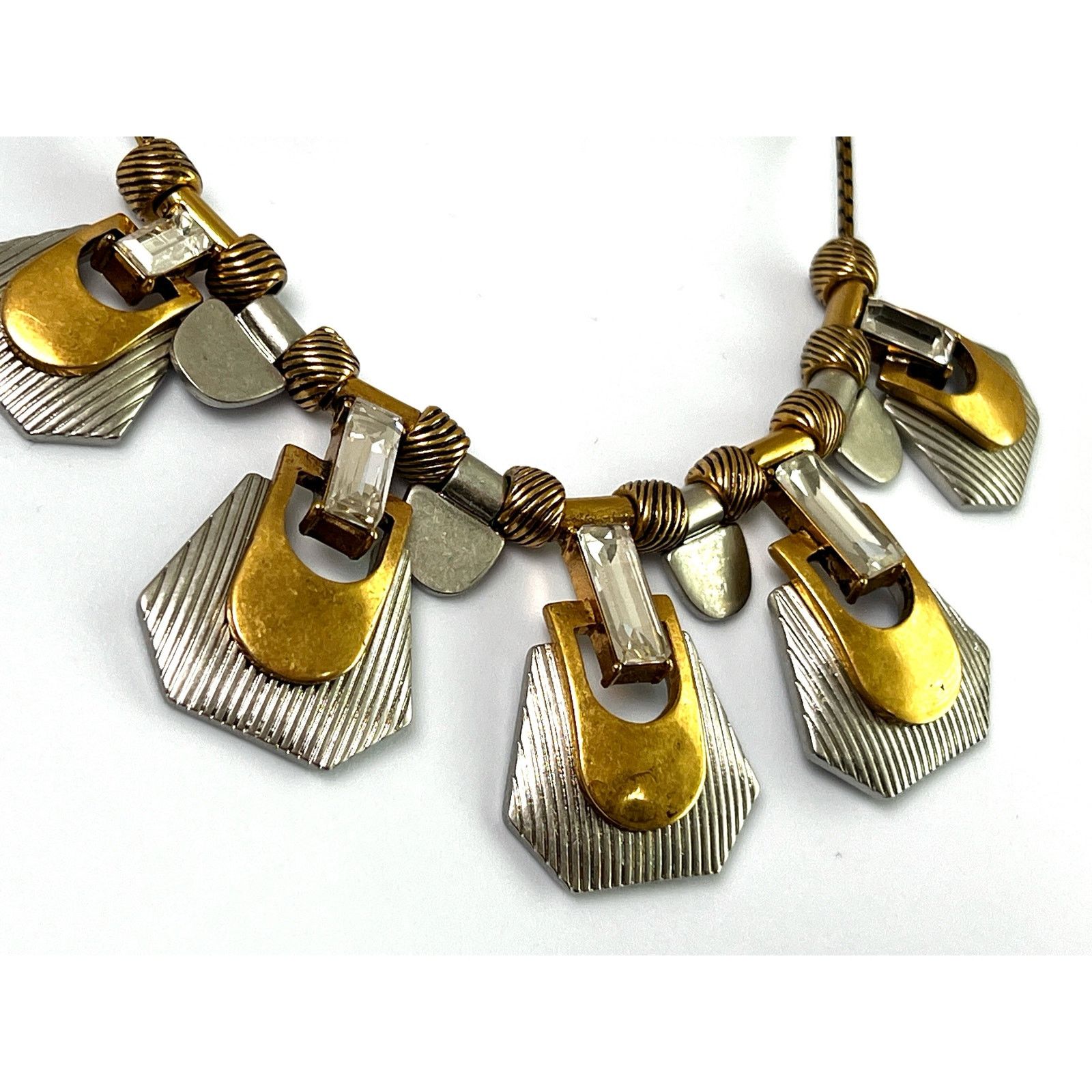 J.Crew J. Crew Deco Style Two-Tone & Crystal Statement Necklace Size ONE SIZE - 2 Thumbnail