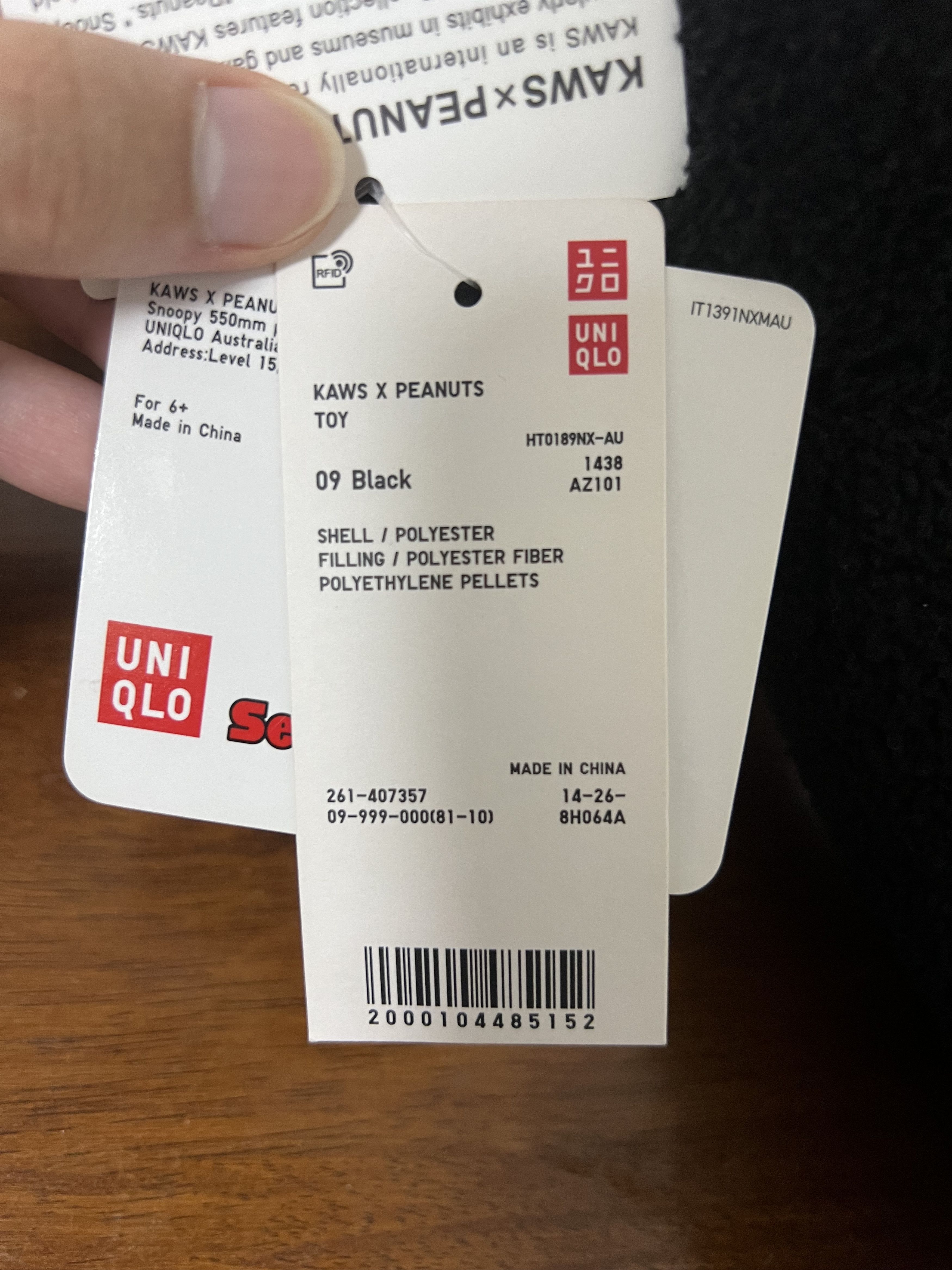 Kaws × Peanuts × Uniqlo 💚 Kaws x Uniqlo x Peanuts Large Black Plushie NEW Size ONE SIZE - 10 Thumbnail