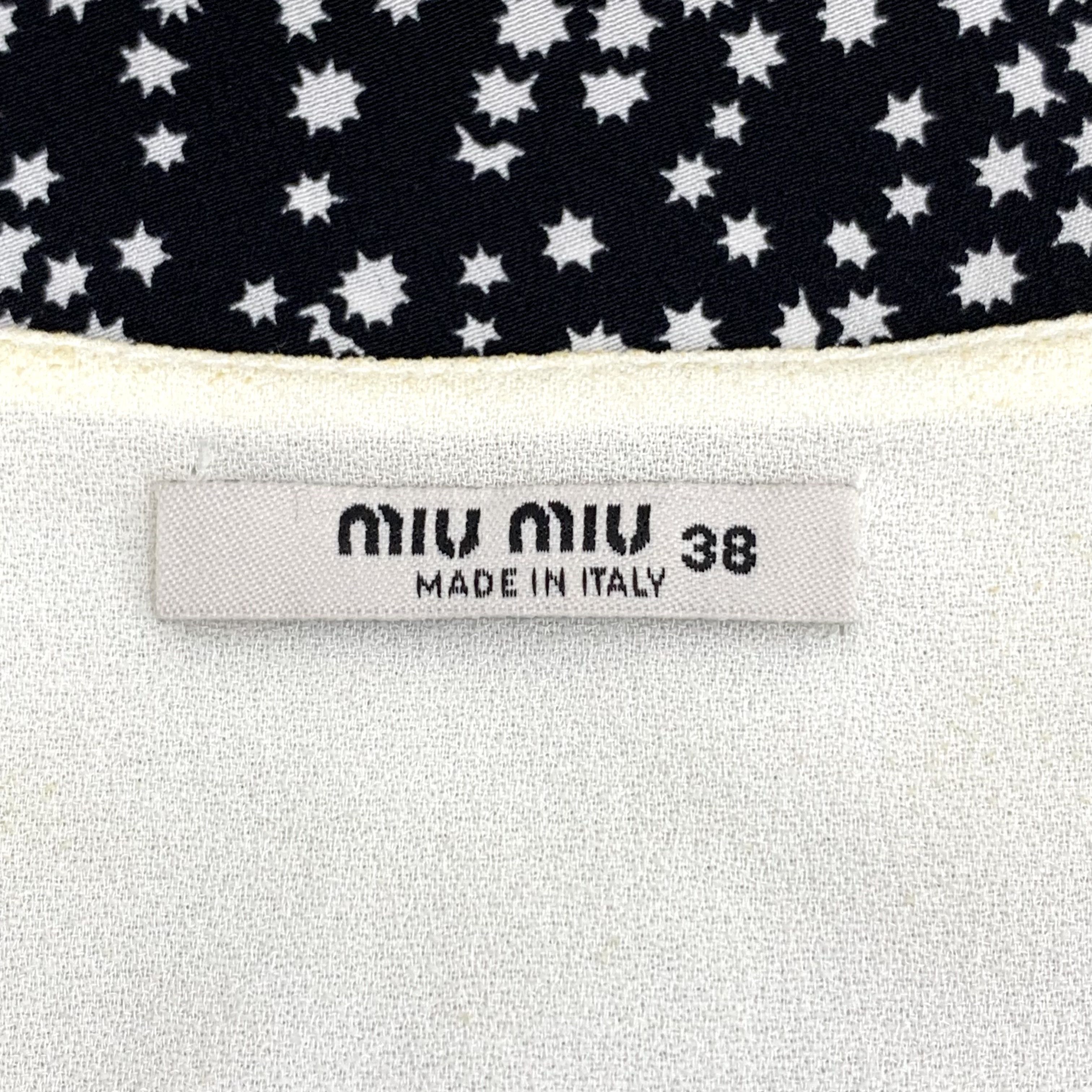 Miu Miu Miu Miu Star Print Silk Dress Black (38) Size XS / US 0-2 / IT 36-38 - 5 Thumbnail