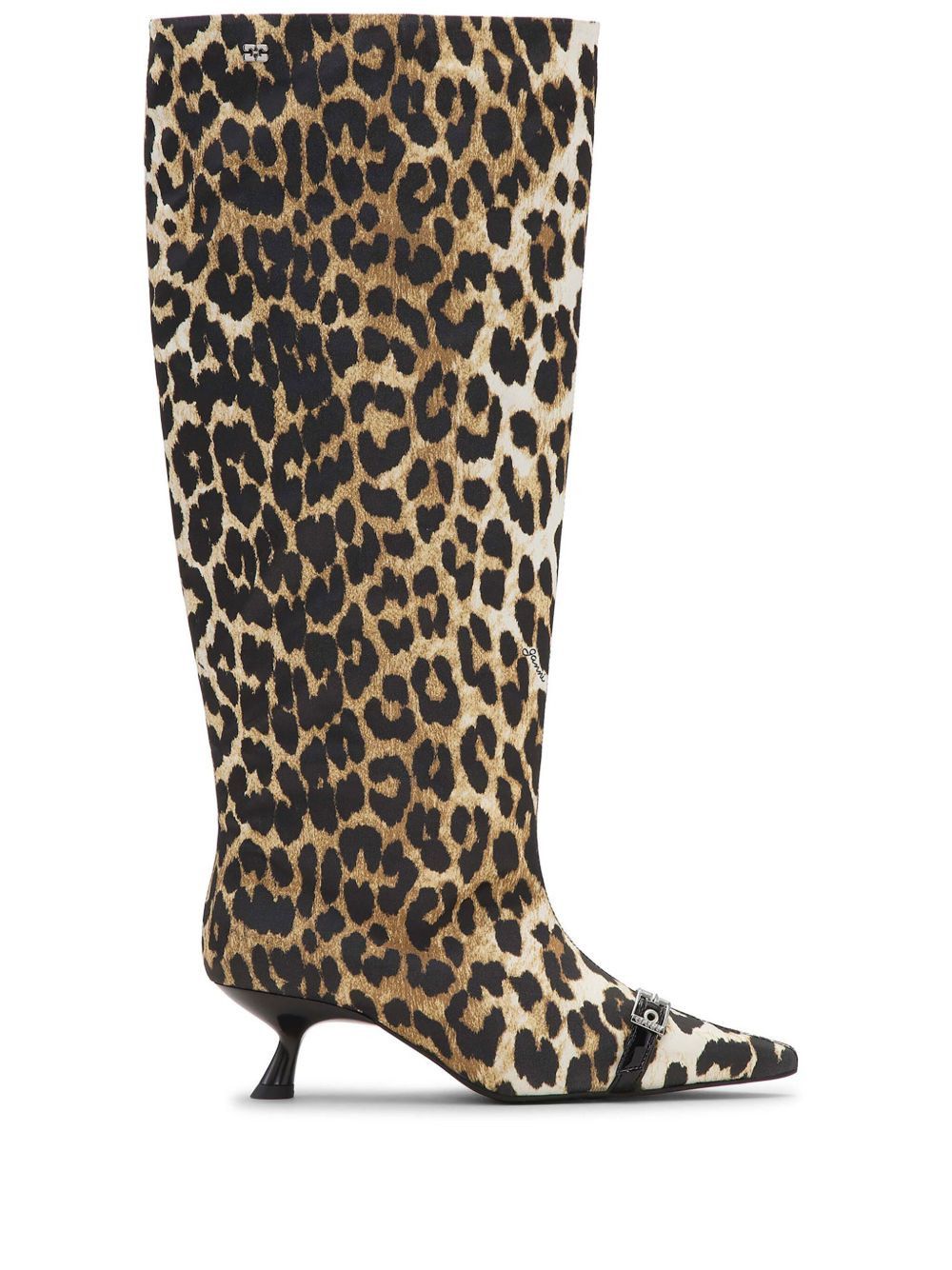 o1s22i1n0525 Animal Print Fabric Boots in Black/Beige