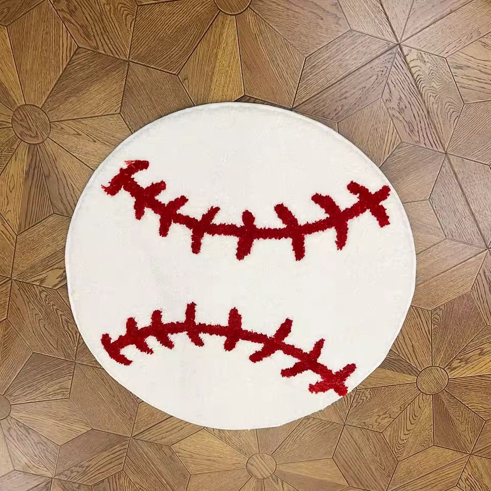 Handmade Custom Baseball Round Tufted Bedroom Rug Carpet Size ONE SIZE - 1 Thumbnail