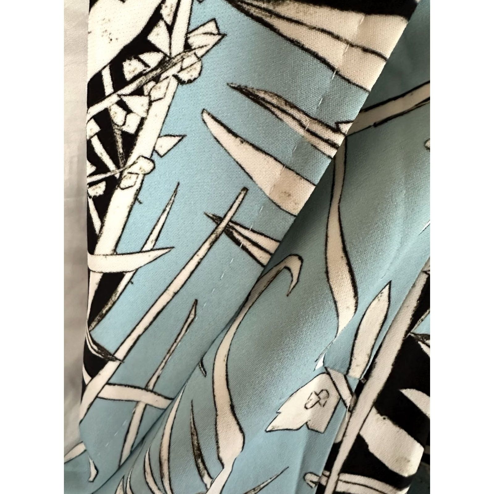 Escada VINTAGE ESCADA Blazer Womens 36 Blue Black White Abstract Floral Print Notch Lapel Lined Midi Sleeve Long Classic Tailored Dry Clean Only RARE Size XS / US 0-2 / IT 36-38 - 4 Thumbnail