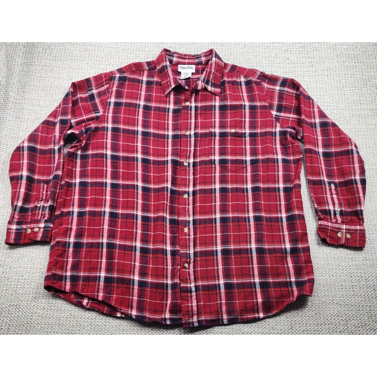 Vintage KingSize Flannel Shirt Mens 2XL Tall Long Sleeve Button Up Casual Workwear Size US XXL / EU 58 / 5 - 2 Thumbnail