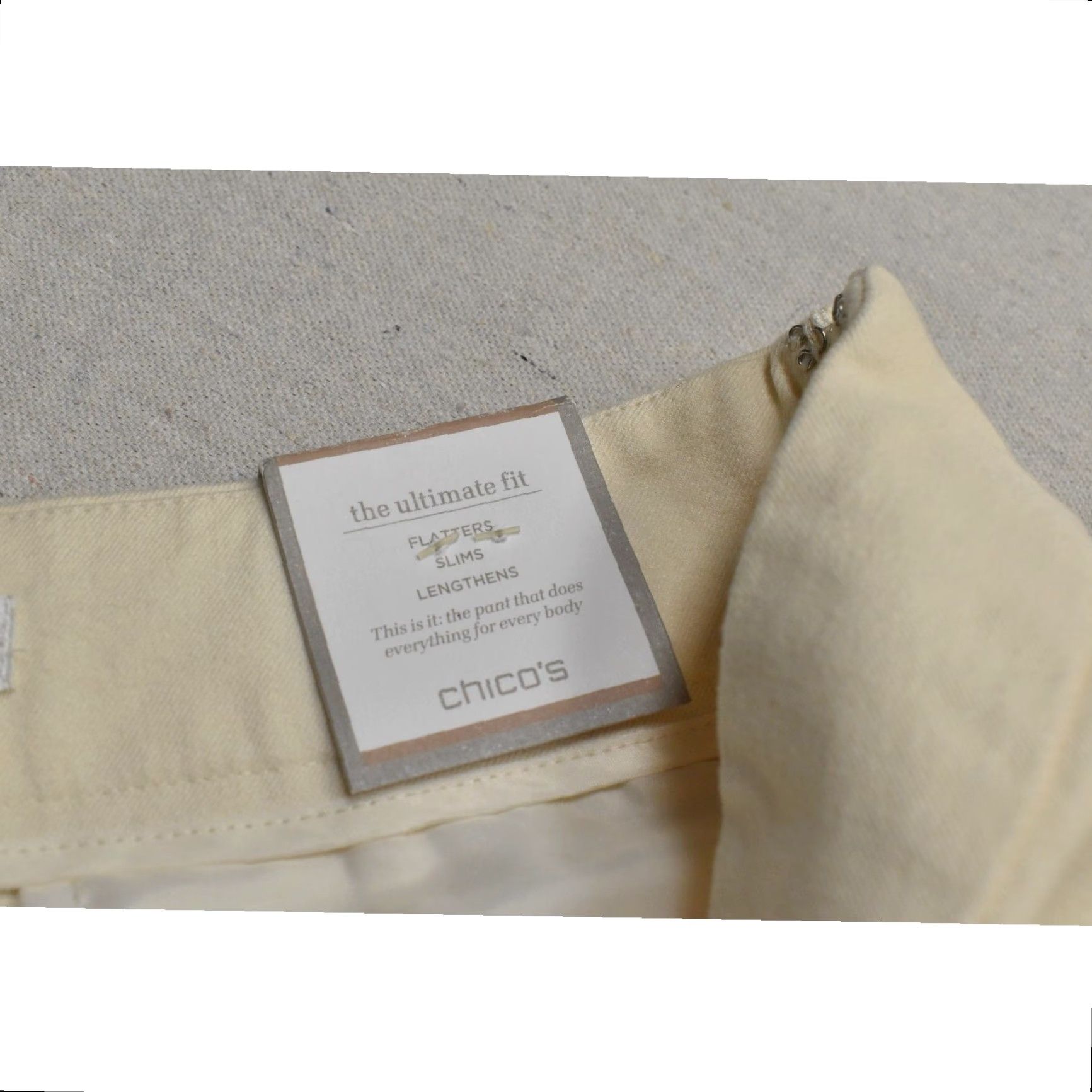 Vintage Chico's Getaway Side Zip Pants Women's 0 Regular Antique Ivory Cotton Blend Slim Pants Size 25" / US 0 / IT 36 - 7 Thumbnail