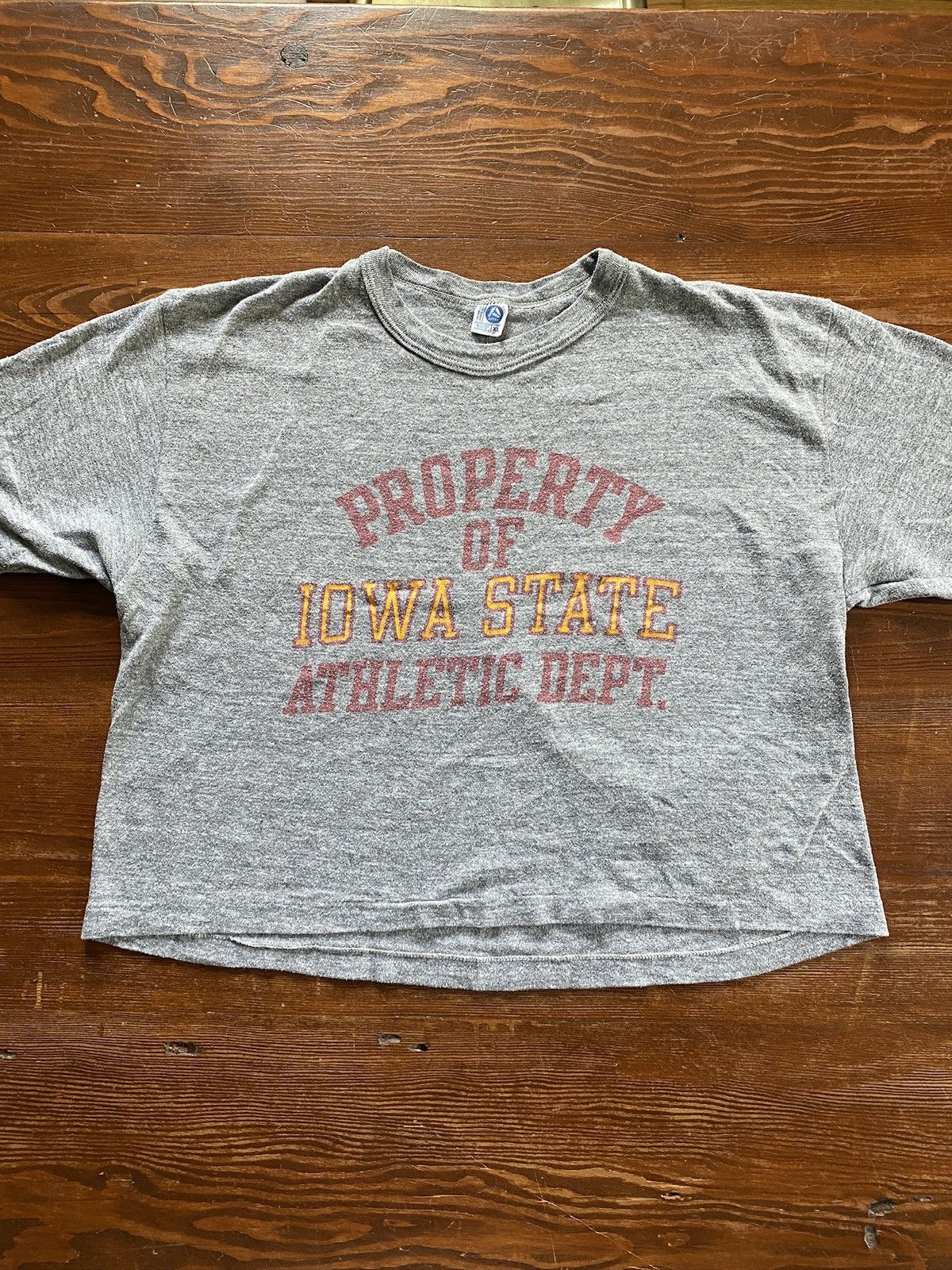 Vintage Vintage 80’s Iowa State Cropped Single Stitch Gray Tee Size US L / EU 52-54 / 3 - 1 Thumbnail