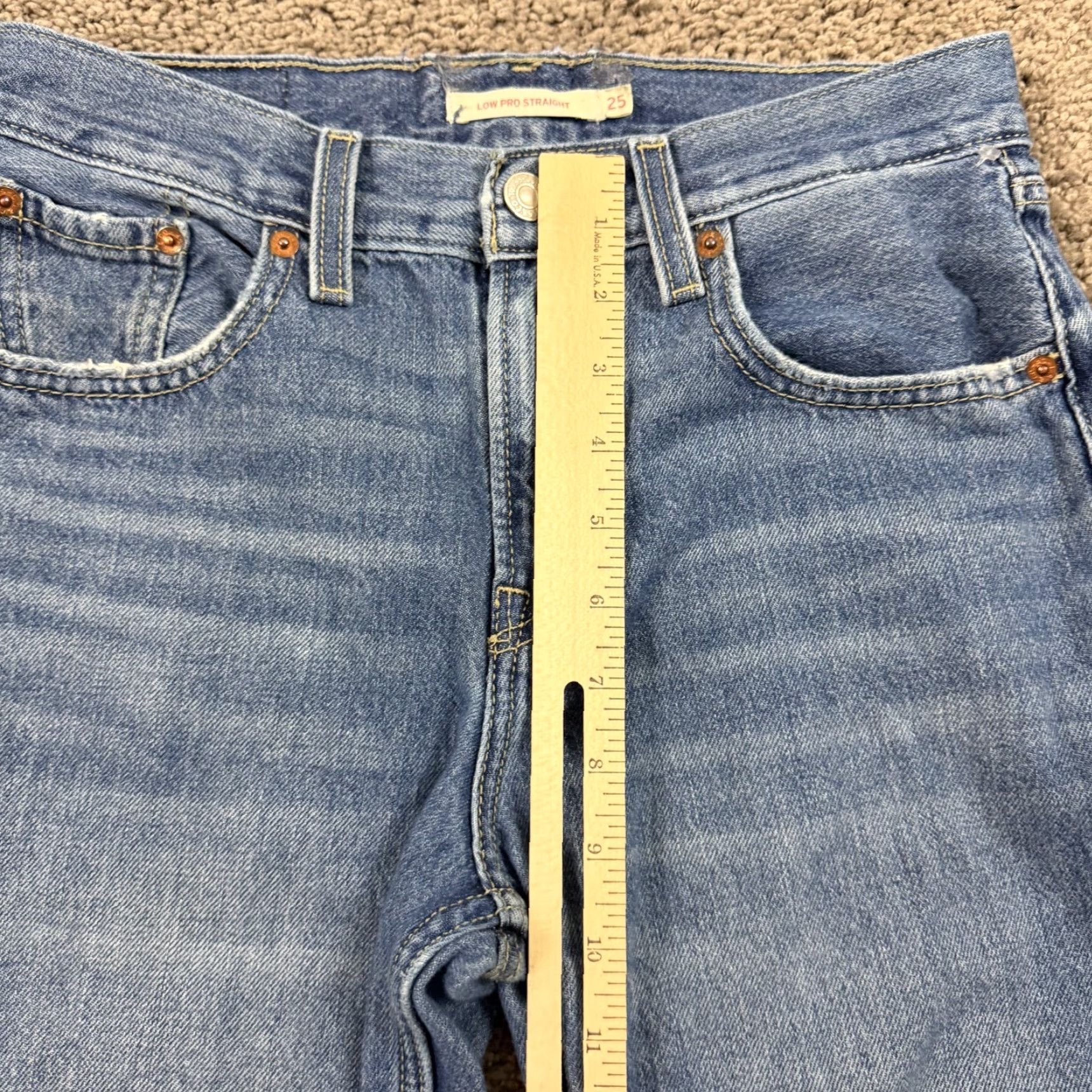 Levi's Levis Jeans Womens 25 Straight Low Pro Medium Wash Cotton Distressed Denim 26x29 Size 26" / US 2 / IT 38 - 4 Thumbnail