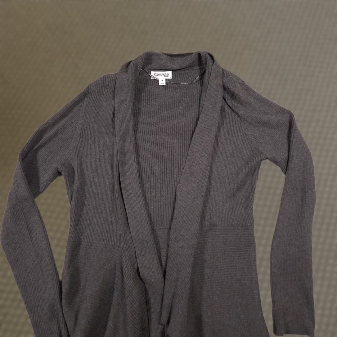 Vintage St. John's Bay Cardigan Sweater Womens Medium Gray Open Drape Front Knit Pockets Size M / US 6-8 / IT 42-44 - 1 Thumbnail