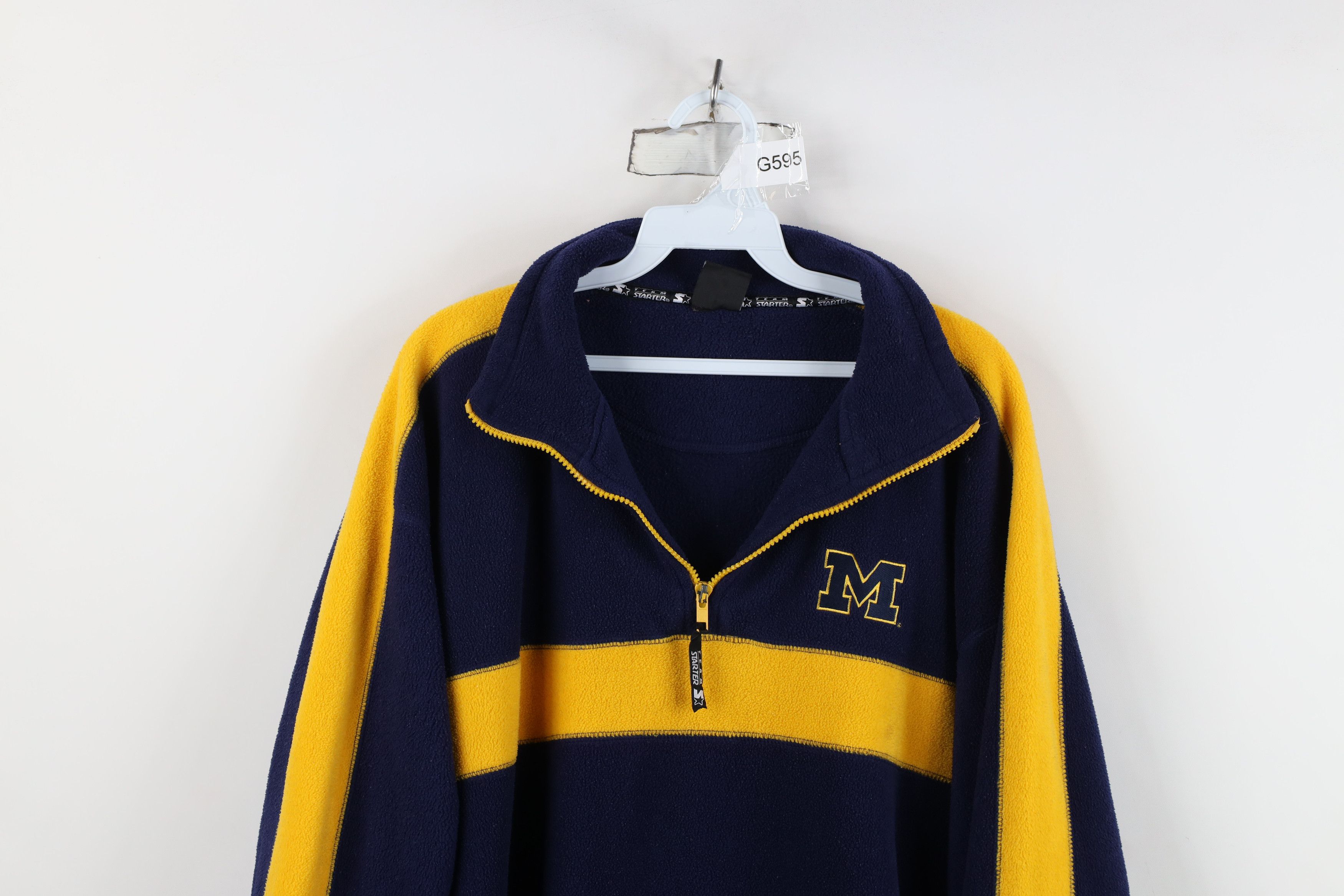 Starter Vintage 90s Starter University of Michigan Fleece Sweater Size US XL / EU 56 / 4 - 2 Thumbnail