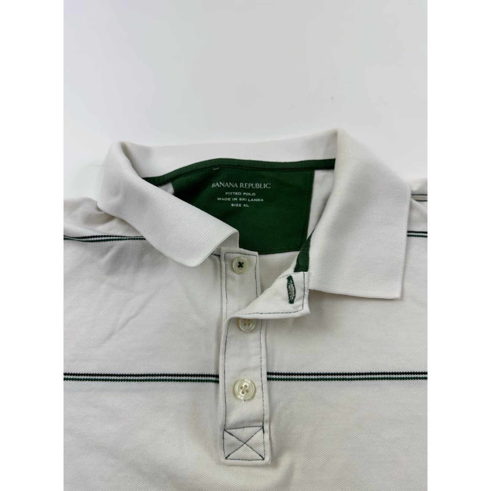 Banana Republic Banana Republic Shirt Polo Mens XL White Striped Fitted Short Sleeve Standard Size US XL / EU 56 / 4 - 4 Thumbnail