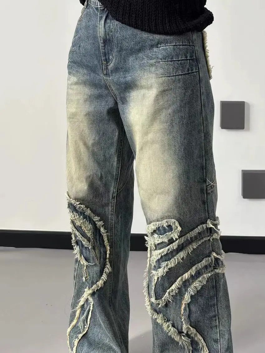 Designer × Japanese Brand Retro casual heavy crafts distressed washed straight jeans Size US 30 / EU 46 - 5 Thumbnail