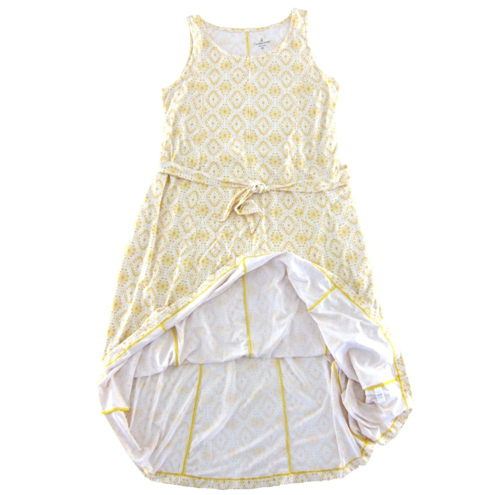 Vintage Cuddl Duds Maxi Tank Dress Pocket Yellow Diamond Soft Jersey Stretch PL Women's) Size L / US 10 / IT 46 - 5 Thumbnail