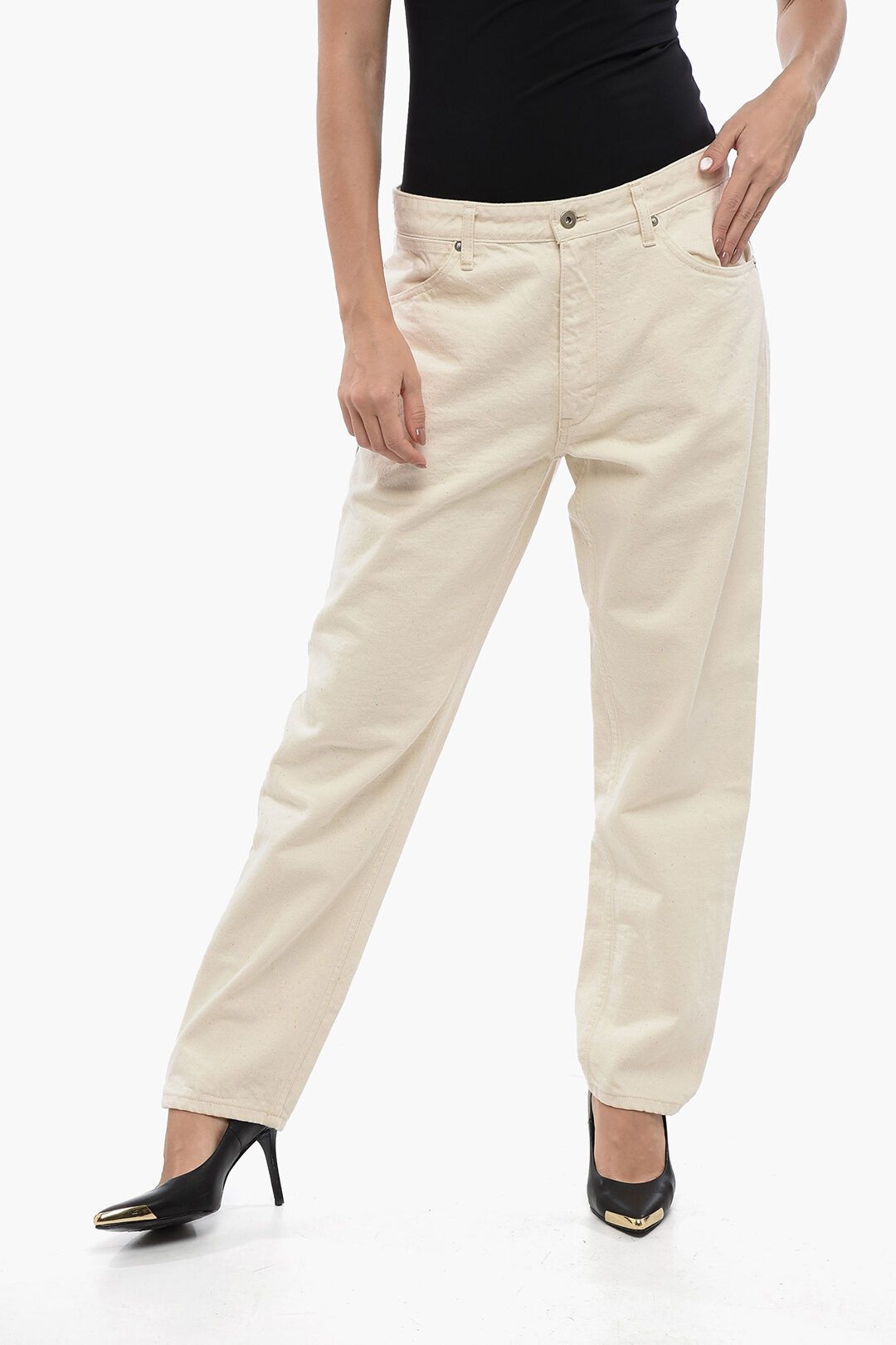 Jil Sander og1mm1225 5-Pocket Cotton Regular Fit Denim in White Size 29" - 1 Thumbnail