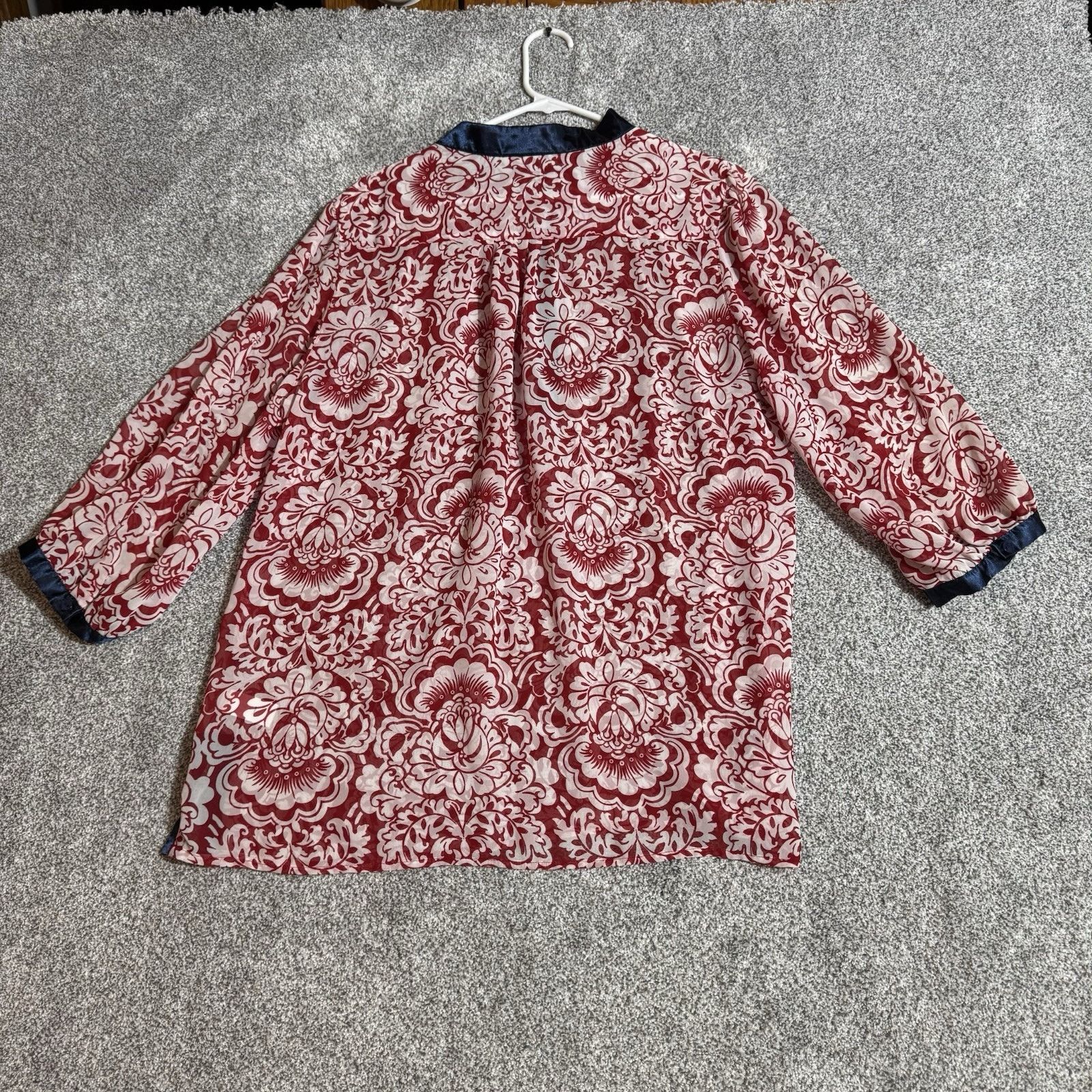 Other Susan Graver Blouse XL Romantic Boho Paisley Satin Trim Size XL / US 12-14 / IT 48-50 - 7 Thumbnail