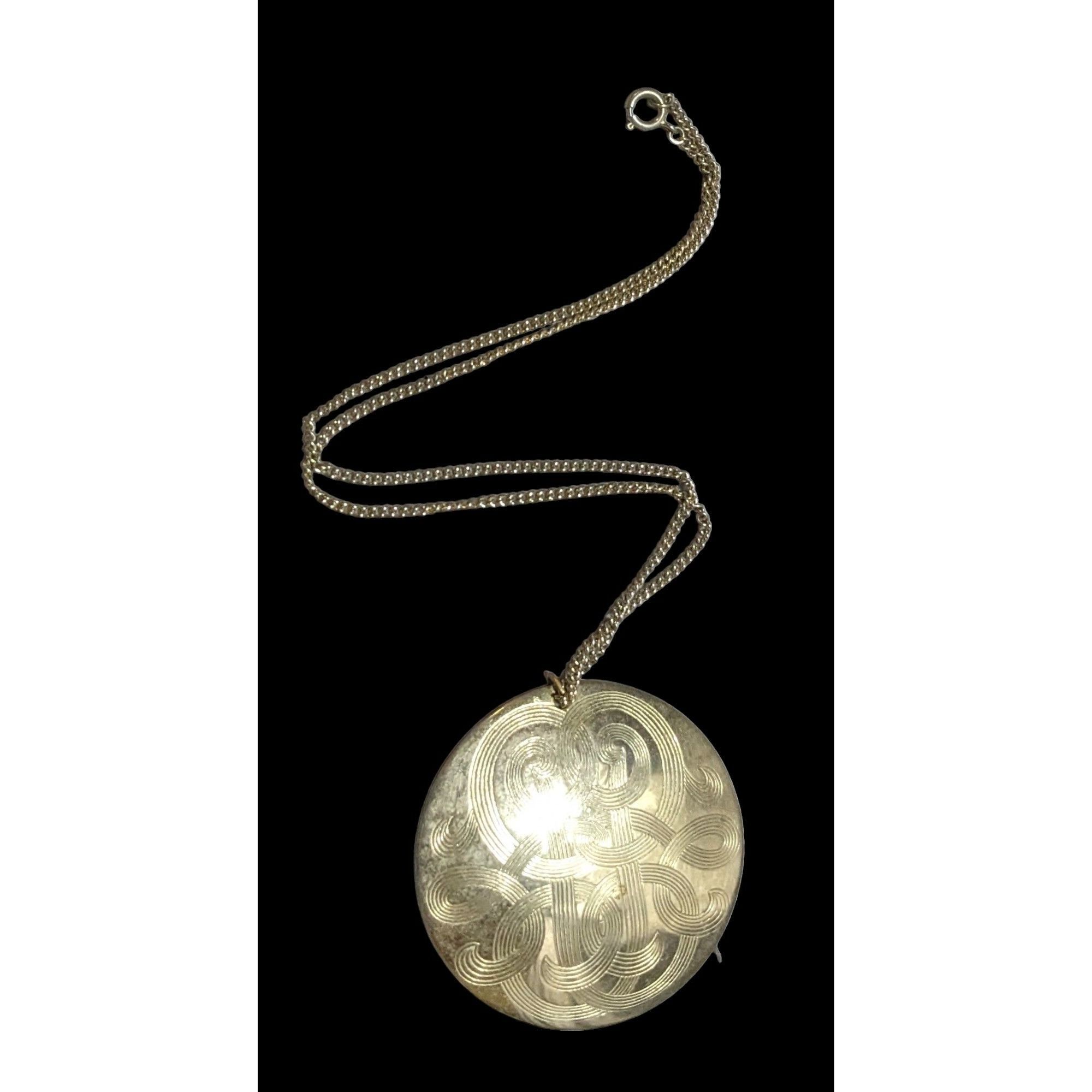 Other Vintage Large Engraved Gold Medallion Necklace Size ONE SIZE - 1 Thumbnail