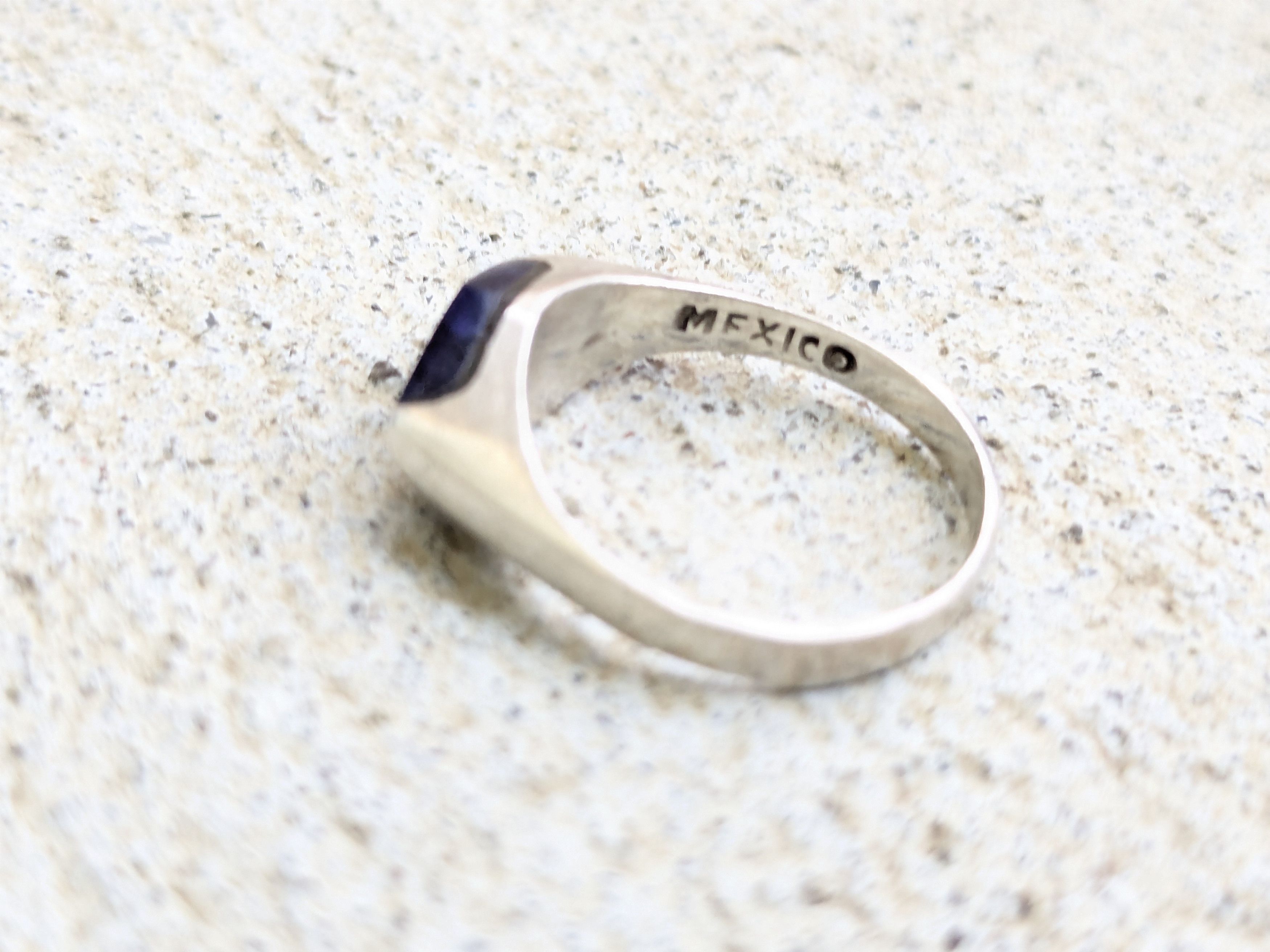 Jewelry Vintage Sterling Silver Ring Blue Sodalite 5 Modern Taxco Size ONE SIZE - 4 Thumbnail