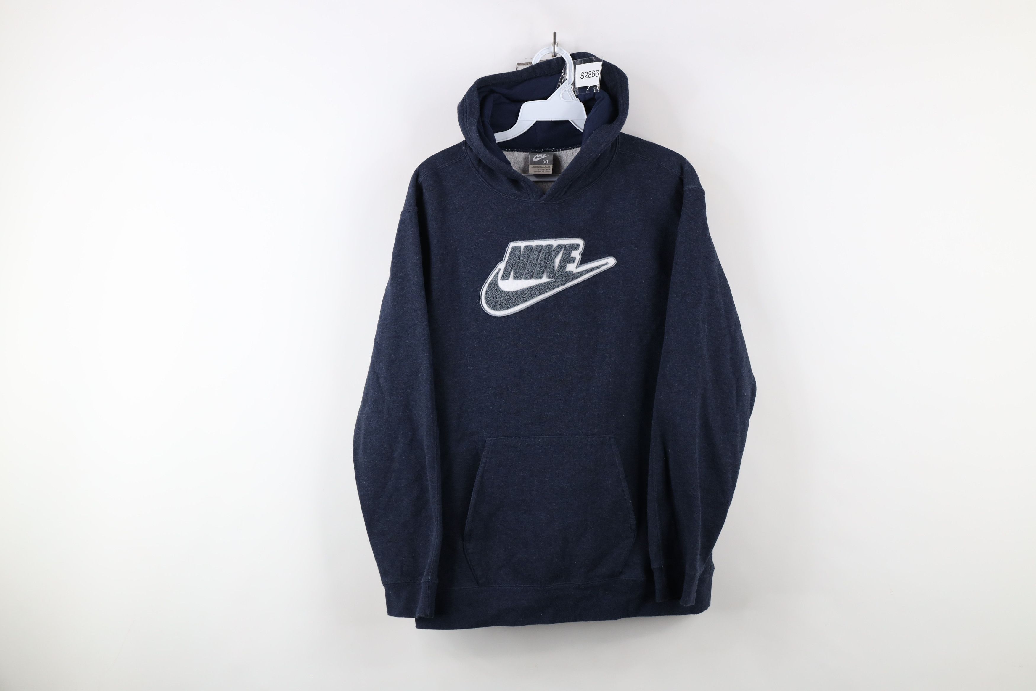 Nike × Vintage Vintage Y2K Nike Travis Scott Big Swoosh Patch Hoodie Blue Size XL / US 12-14 / IT 48-50 - 1 Thumbnail