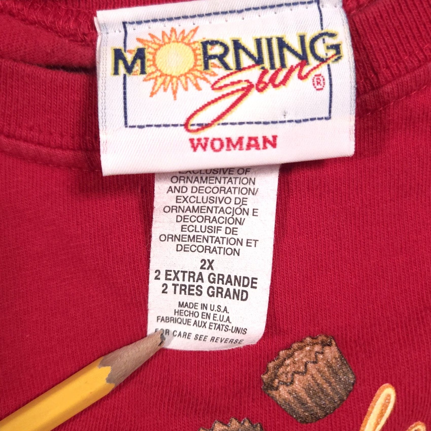 Vintage Morning Sun Shirt Womens 2X Red Chocolate Graphic Humor Short Sleeve Tee Plus Size XXL / US 16-18 / IT 52-54 - 6 Thumbnail