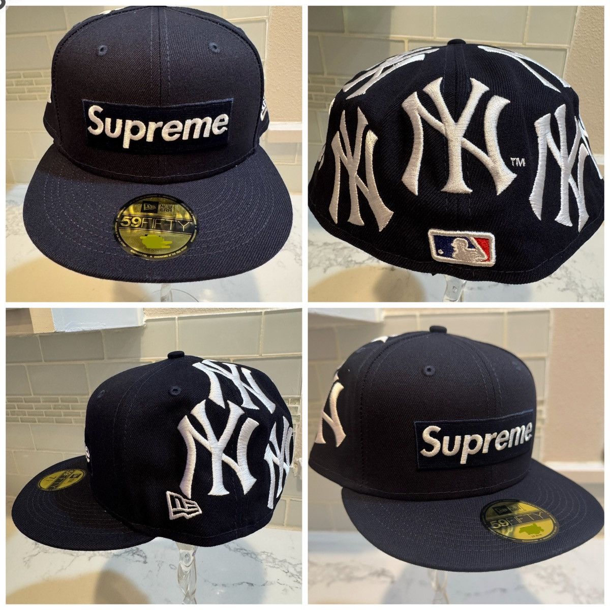 Supreme x New York Yankees Box Logo New Era Navy Fitted Hat