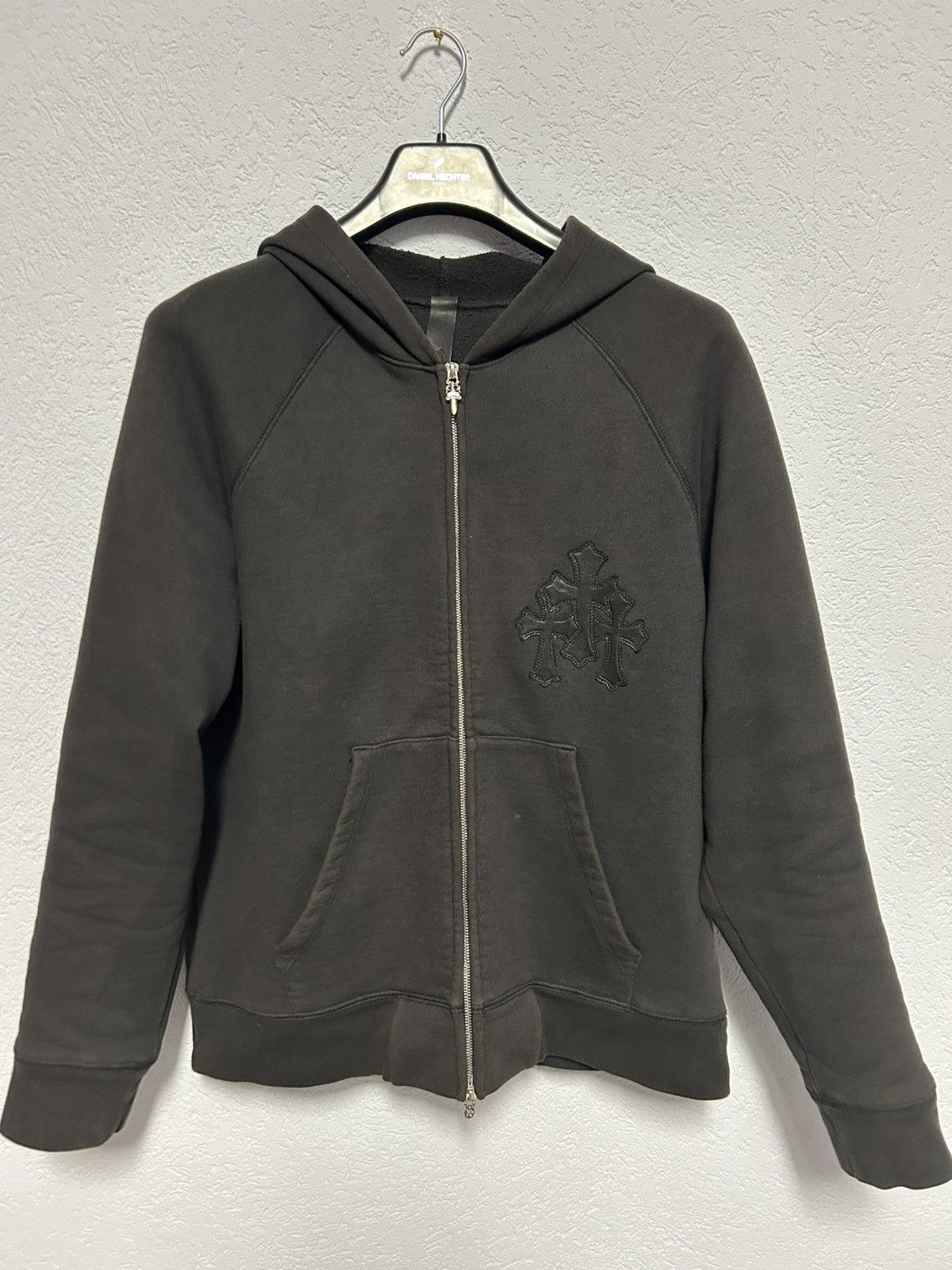 Chrome Hearts Paperjam Cross Patch Zip Up Hoodie Black
