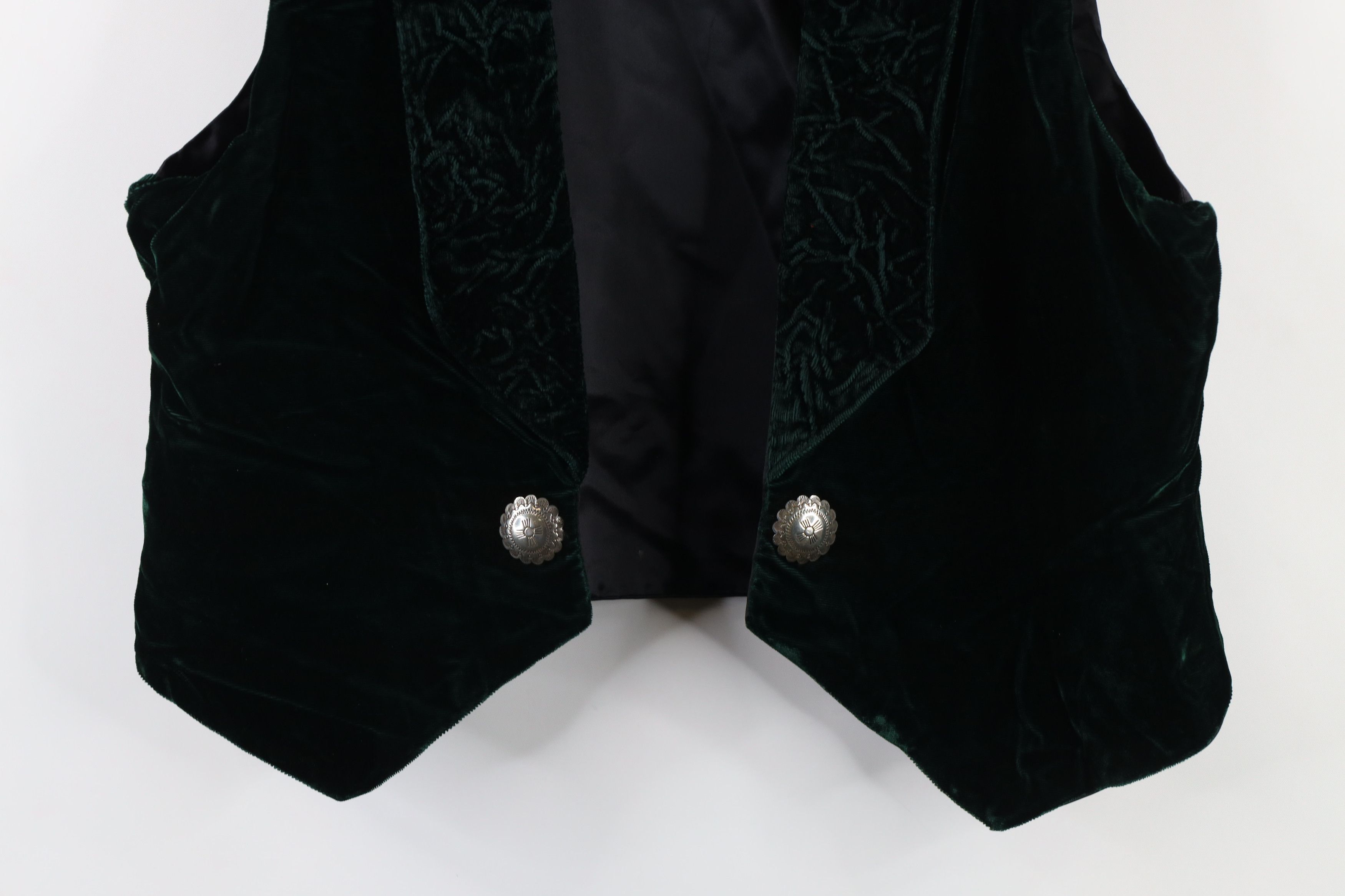 Vintage Vintage 90s Streetwear Crushed Velvet Velour Vest Green USA Size L / US 10 / IT 46 - 3 Thumbnail