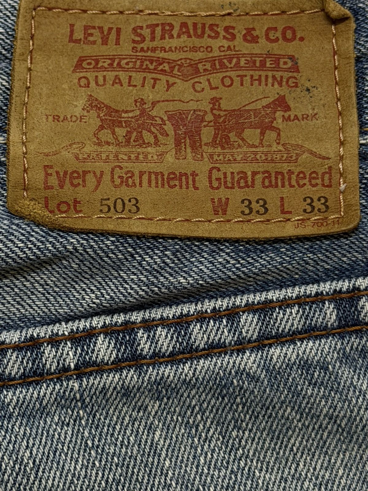 Levi's Vintage 90s Levis 503 Classic Blue Faded Wash Wide Leg Baggy Size US 33 - 6 Thumbnail