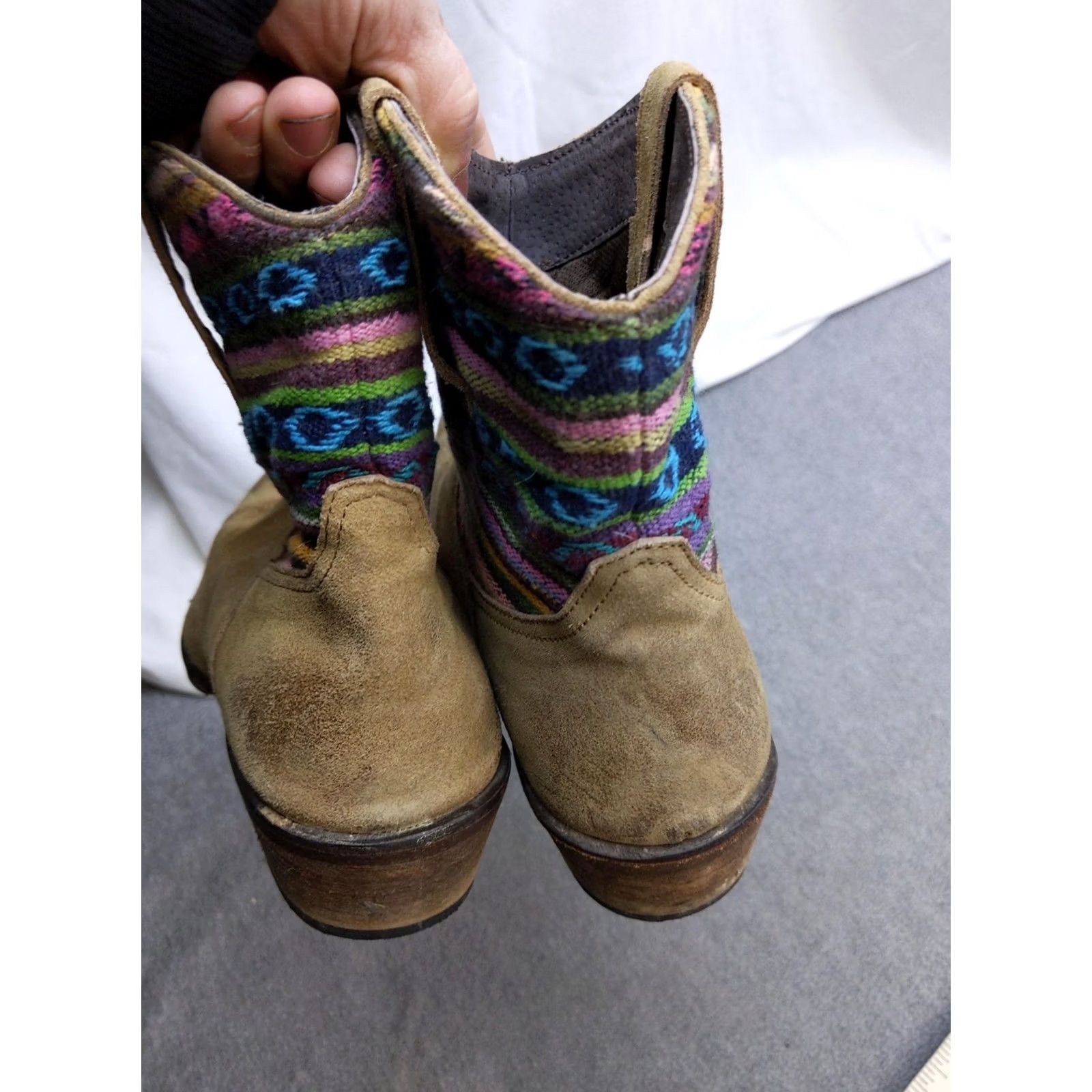 Roper Roper Western Boots Womens 8.5 Tan Suede Ankle Multicolor Striped Boho Casual Western Boot Womens US 8.5 Multi Stripe Size US 9 / IT 39 - 5 Thumbnail