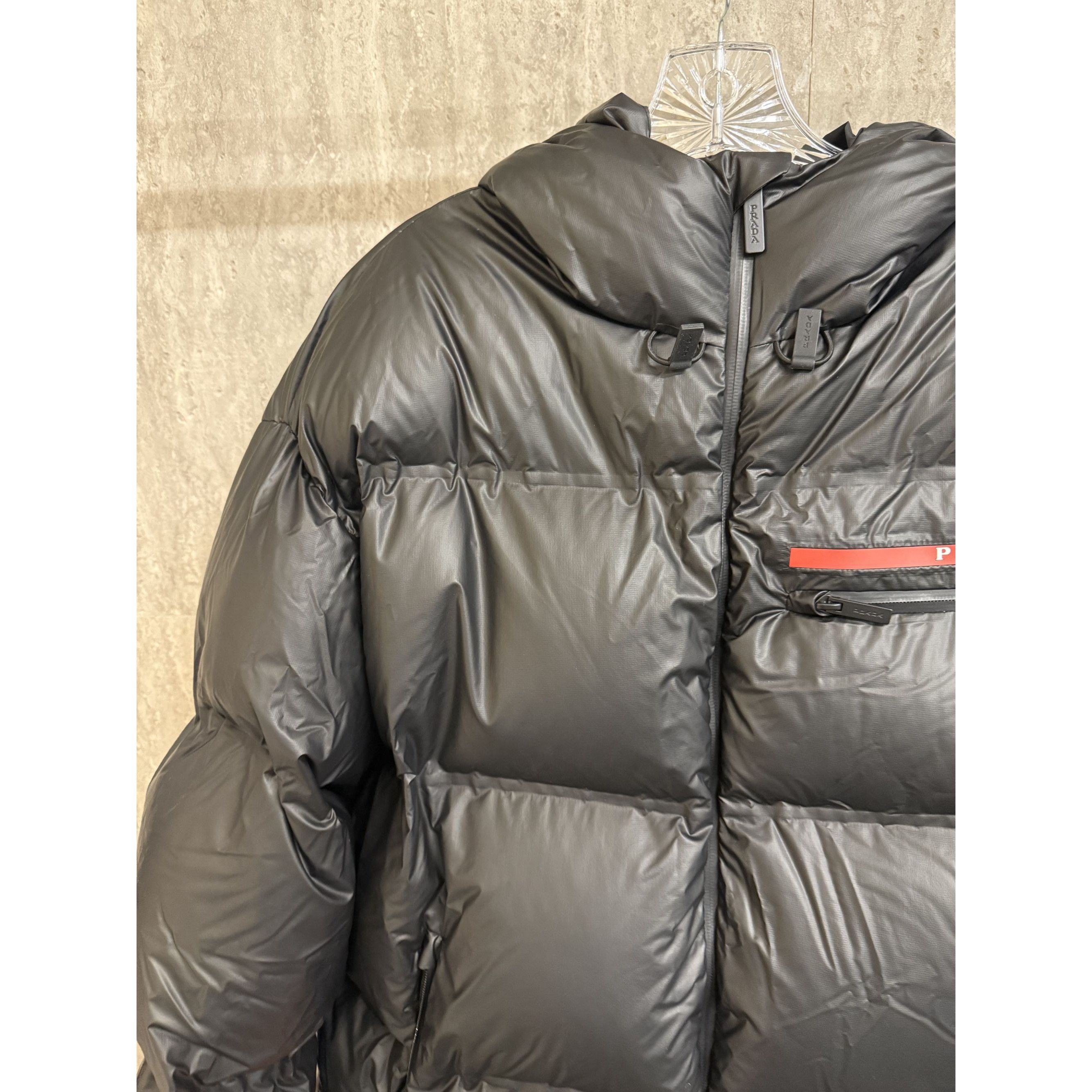 Prada Prada XL Black Hooded Puffer Jacket With Graphene Padding Te Size US XL / EU 56 / 4 - 8 Thumbnail