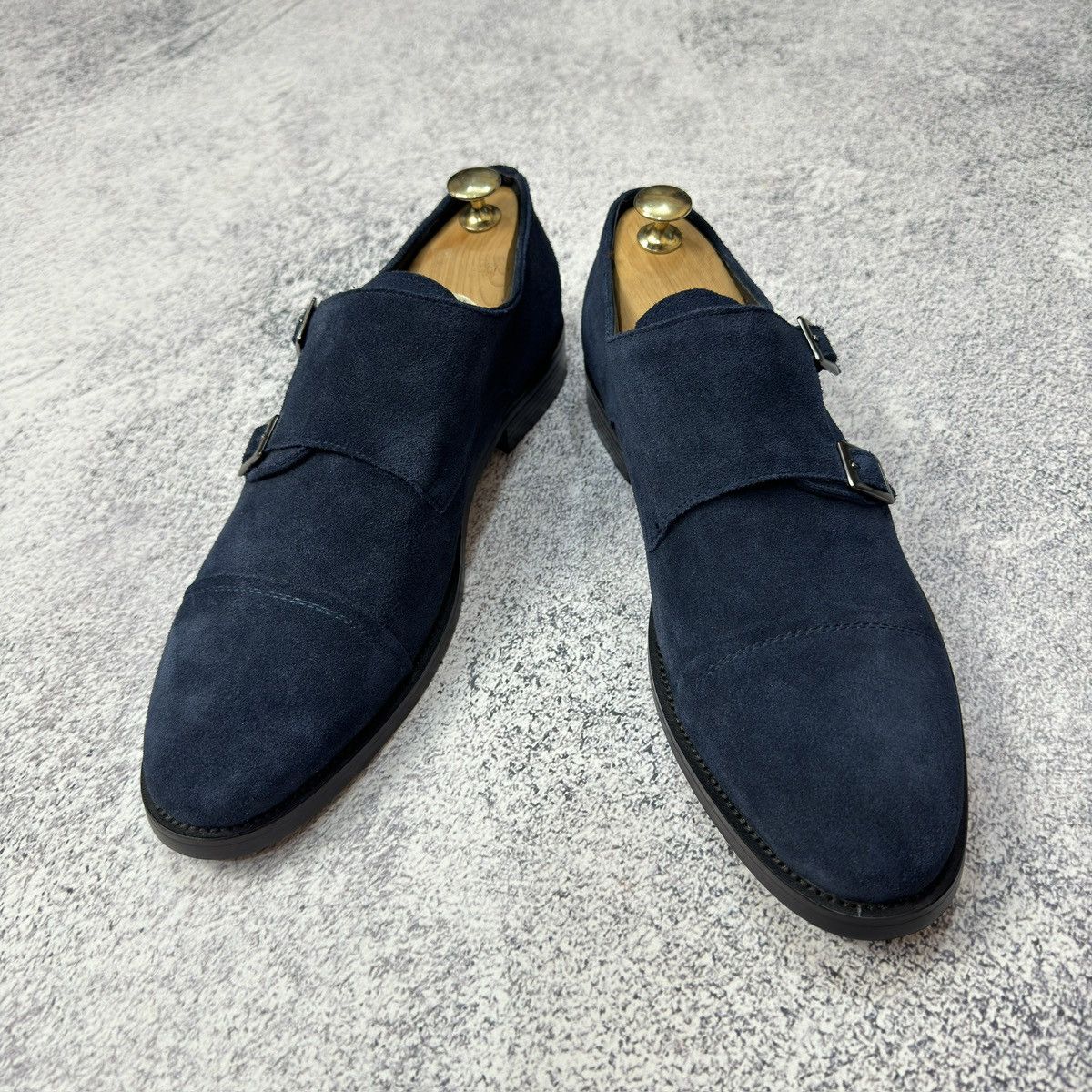 Designer John White Mens Navy Suede Double Monks US10-10.5 28-28.5cm Size US 10 / EU 43 - 3 Thumbnail