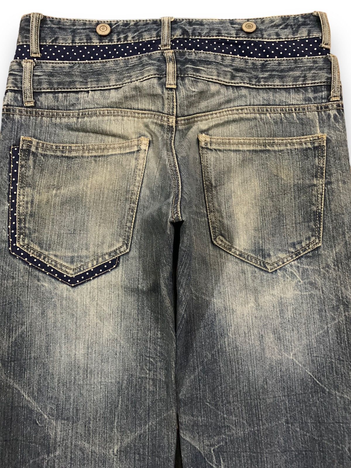 14th Addiction Vintage Japanese Brand Double Waist Mud Wash Distress Jeans Size US 32 / EU 48 - 11 Thumbnail