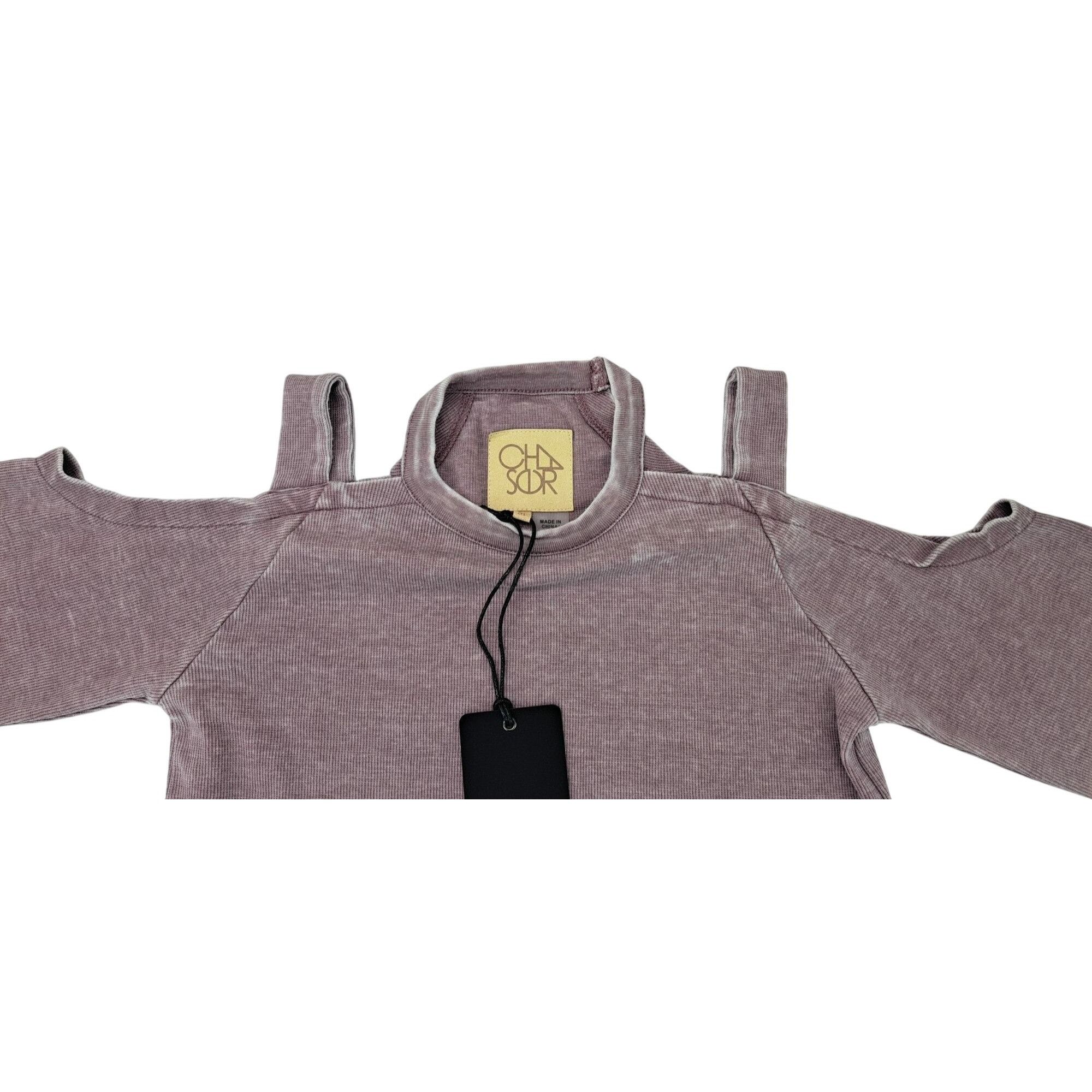 Chaser Brand Chaser Cold Shoulder Long Sleeve Ribbed Knit Soft Top Purple Size M / US 6-8 / IT 42-44 - 3 Thumbnail