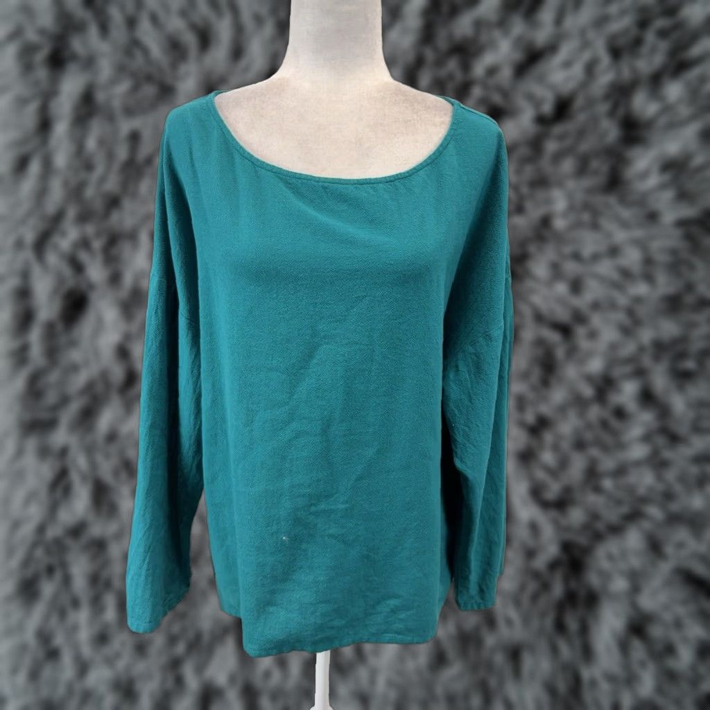 Soft Surroundings Soft Surroundings Women's Teal Tunic Top Large Cotton Gauze Lagenlook Casual Shirt Womens Size L / US 10 / IT 46 - 1 Thumbnail