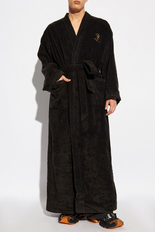 Balenciaga o1bcso1str1125 Maxi Bathrobe Coat in Black Size US XL / EU 56 / 4 - 4 Thumbnail