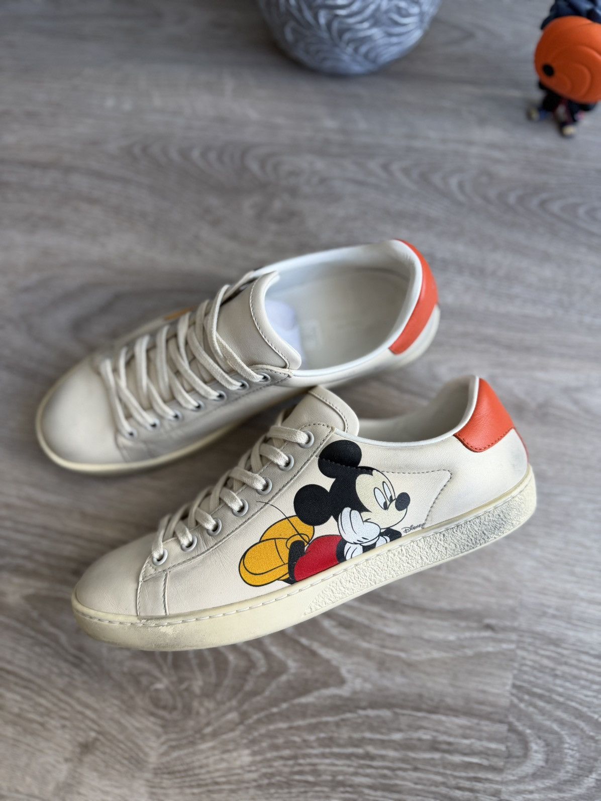 Gucci Gucci x Disney Mickey Mouse Ace Sneakers Beige Women's 38.5 Size US 8.5 / IT 38.5 - 3 Thumbnail