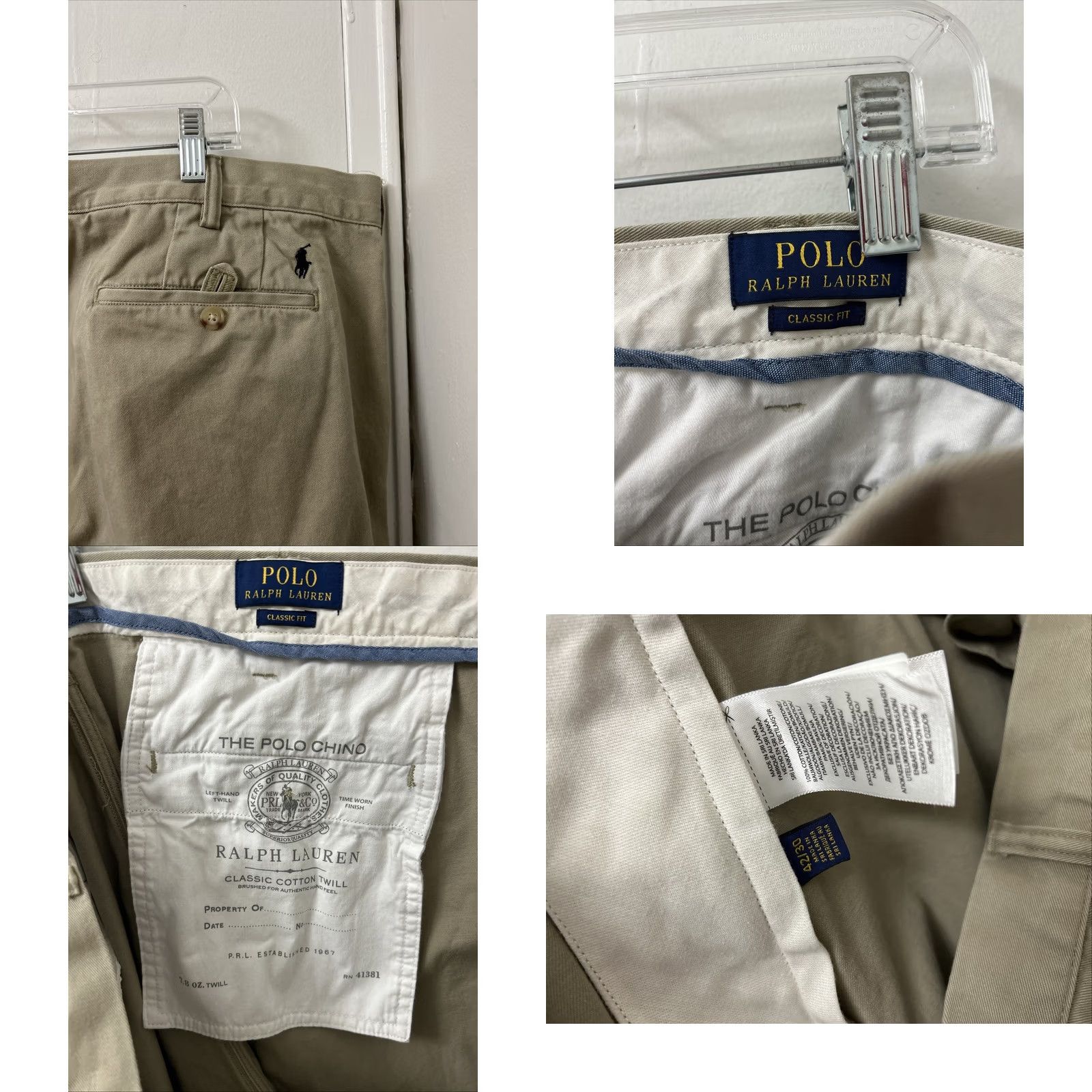 Polo Ralph Lauren Polo Ralph Lauren Chino Pants Mens 42x30 Brown Classic Fit Cotton Twill Stretch Flat Front Zip Front Size US XL / EU 56 / 4 - 8 Thumbnail