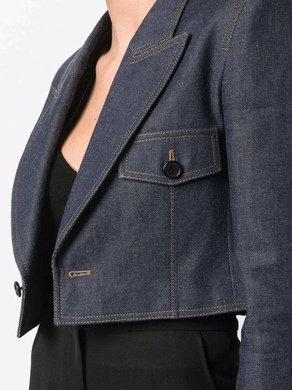 Saint Laurent Paris o1s1wg110225 700597 Cropped Jacket Deep Marine Denim in Blue Size M / US 6-8 / IT 42-44 - 5 Thumbnail