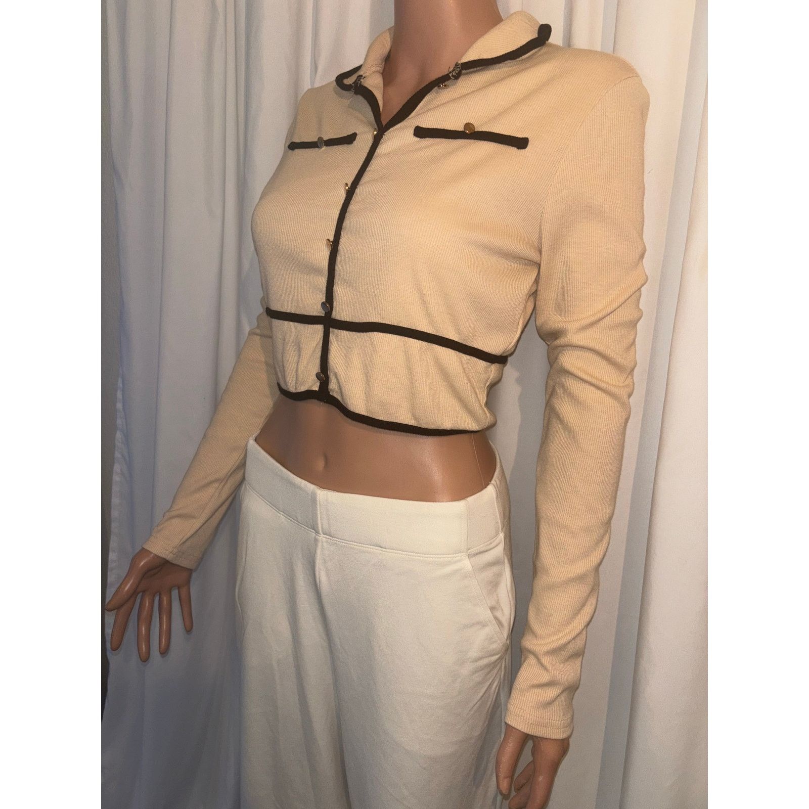 Shein SHEIN Size L - Contrast Binding Crop Tee Size L / US 10 / IT 46 - 2 Thumbnail