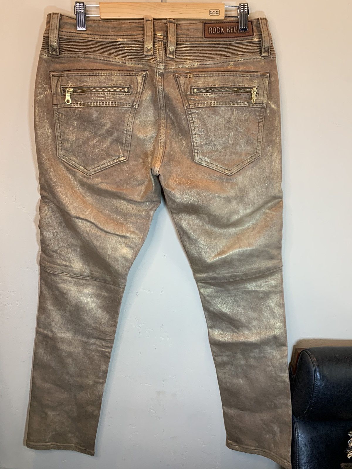 Rock Revival *RARE* New Rock Revival Distressed Biker Moto Denim Jeans Size US 34 / EU 50 - 2 Thumbnail