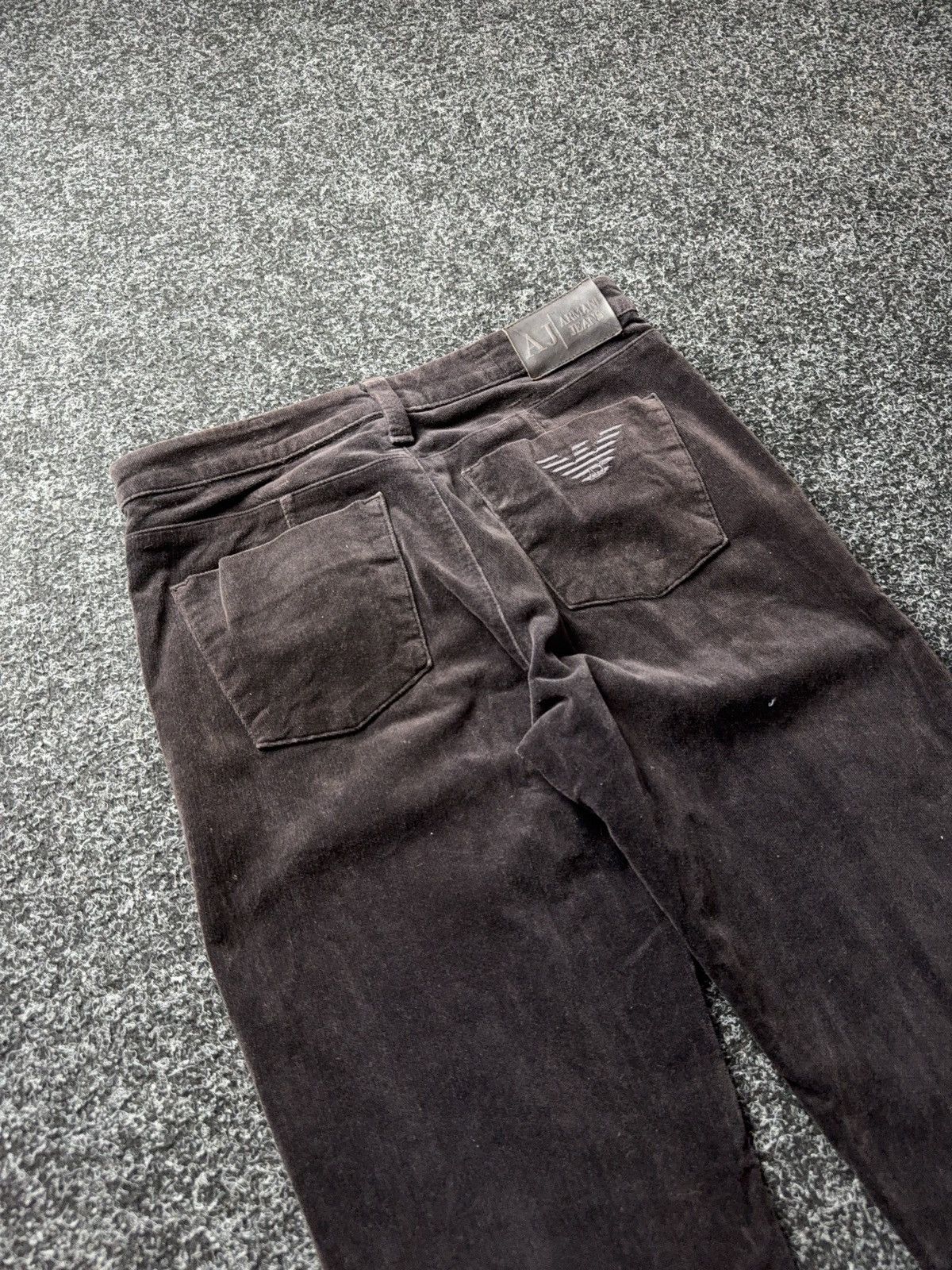 Armani Luxury 00s Armani Jeans AJ Velour Pants Brown Straight Y2K Size 28" / US 6 / IT 42 - 17 Thumbnail