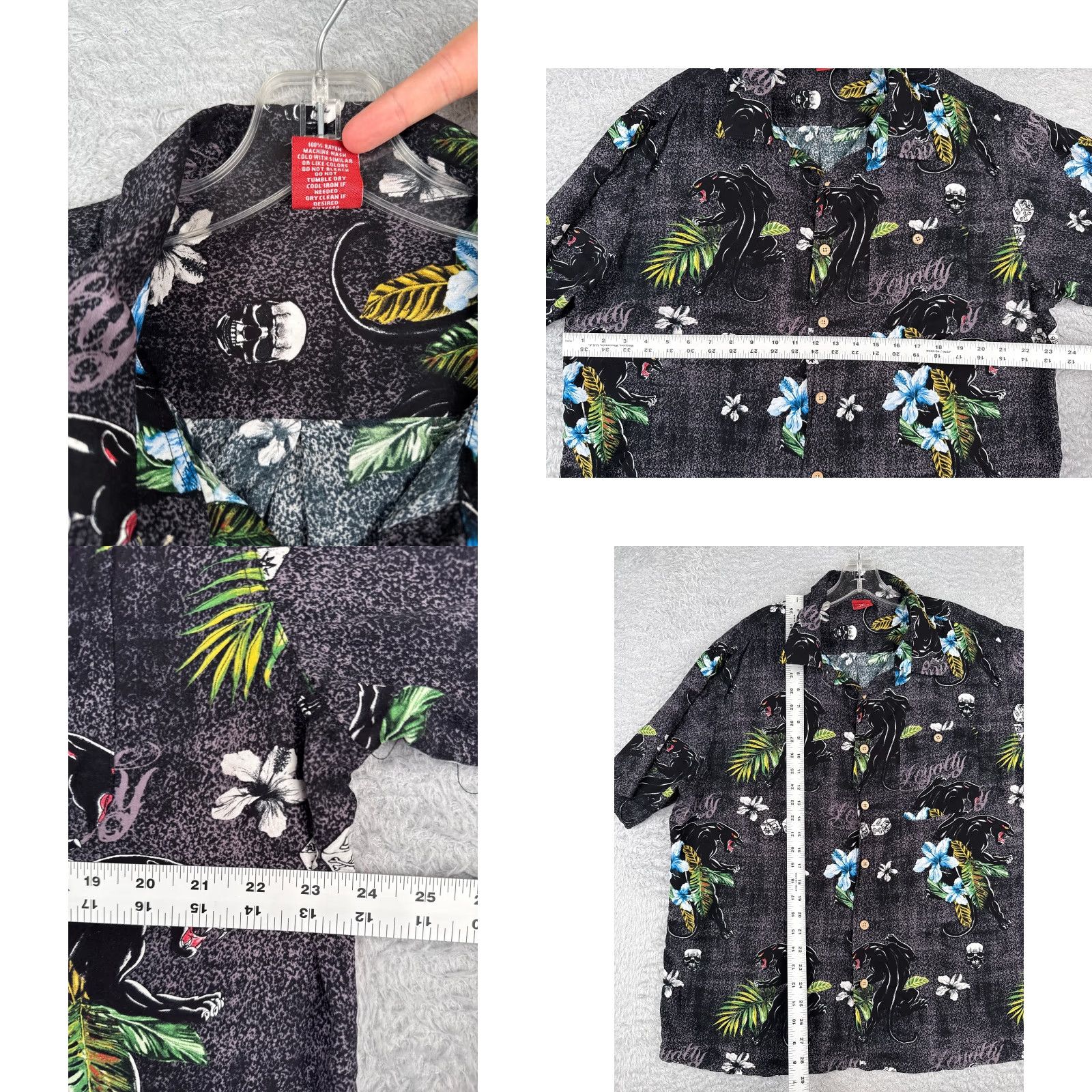 Vintage Junction West Shirt Men 2XL Black Floral Hawaiian Button-Up Casual Short Sleeve Viscose Rayon All Seasons Breathable Pockets Vintage No Size US XXL / EU 58 / 5 - 8 Thumbnail