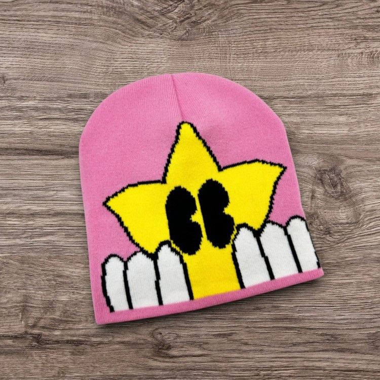 Y2K Star Beanie | Alt Punk Opium Skater Pink Hat One Size, Men’s