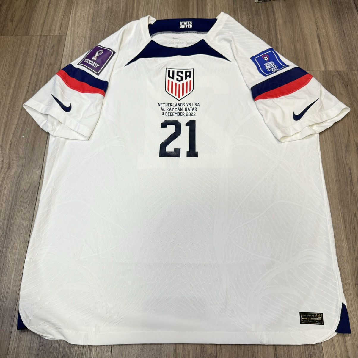 USA USMNT World Cup 2022 player issue home shirt #21 Weah