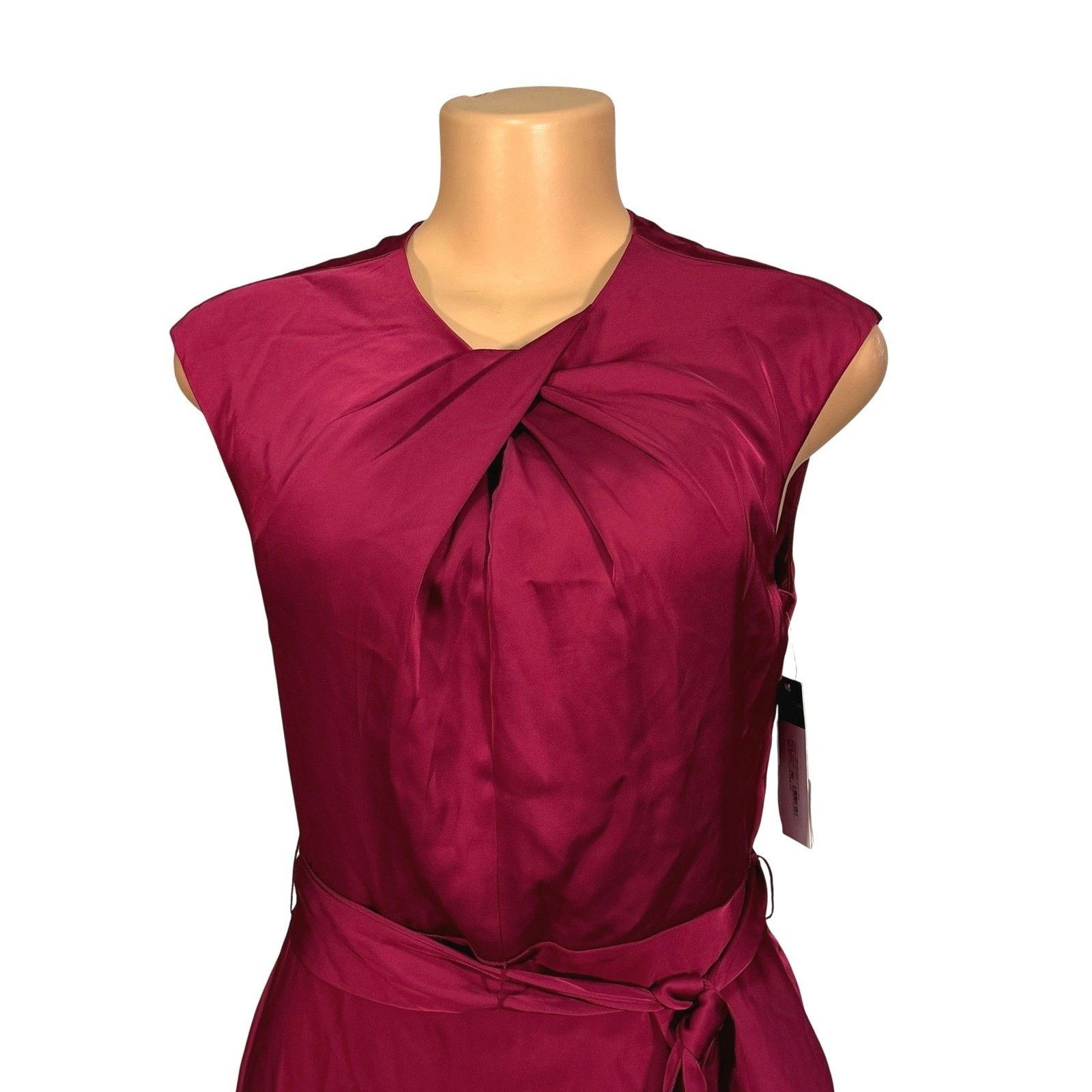 Other Tahari ASL Petite Red Twist Neck Sleeveless Midi Dress Size M / US 6-8 / IT 42-44 - 4 Thumbnail