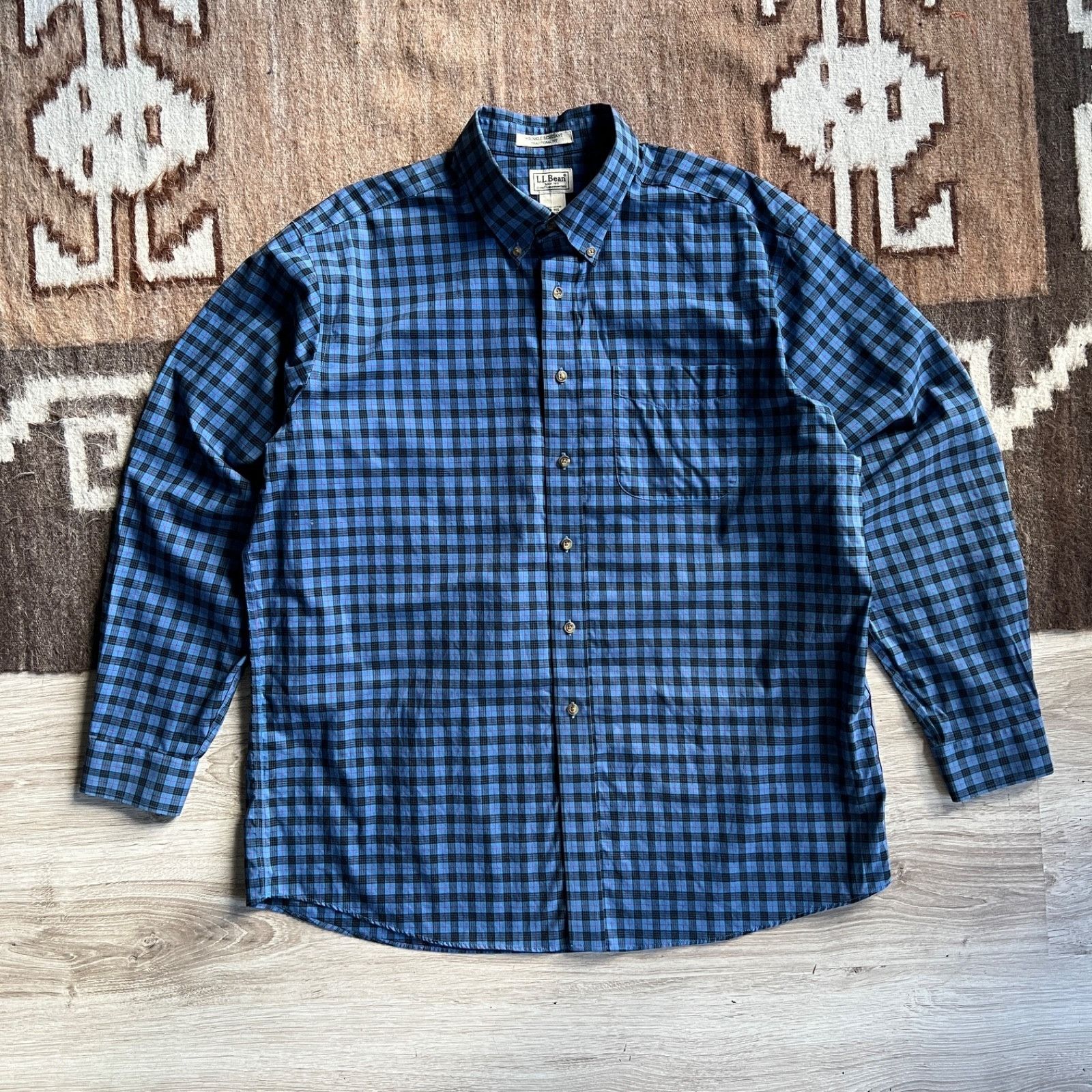 L.L. Bean L.L.Bean Wrinkle Resistant Plaid Regular Shirt 9507AC Size US XL / EU 56 / 4 - 1 Thumbnail