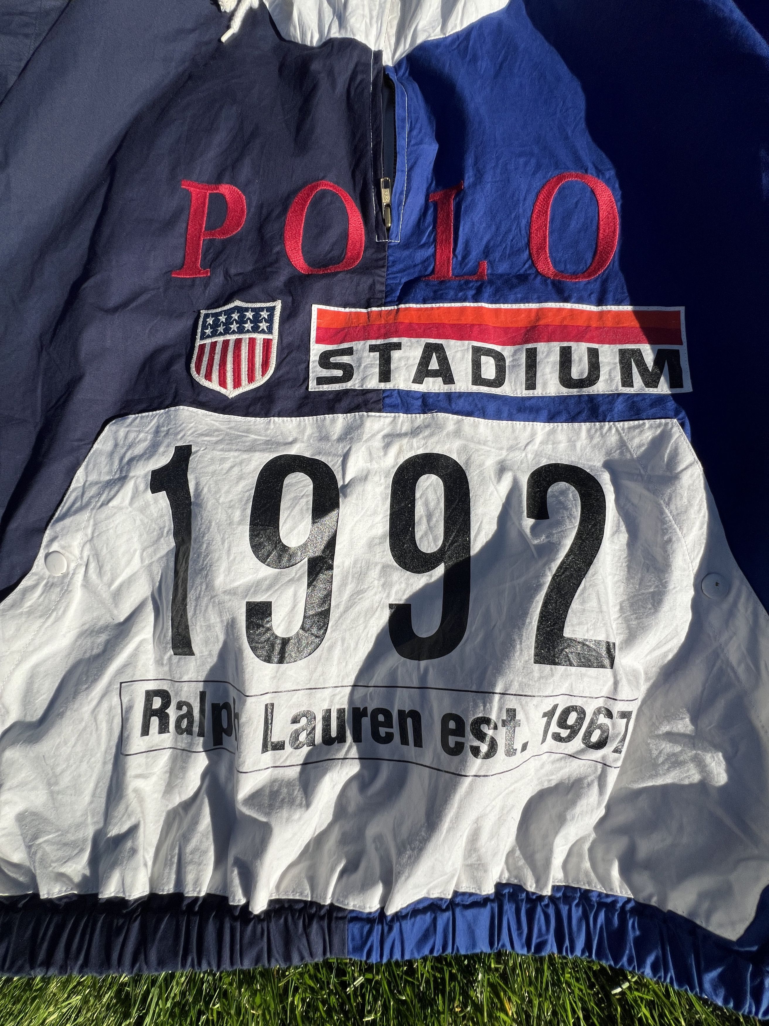 Polo Ralph Lauren 1992 OG Polo Ralph Lauren Stadium "Bib" Poplin Windbreaker Size US L / EU 52-54 / 3 - 4 Thumbnail