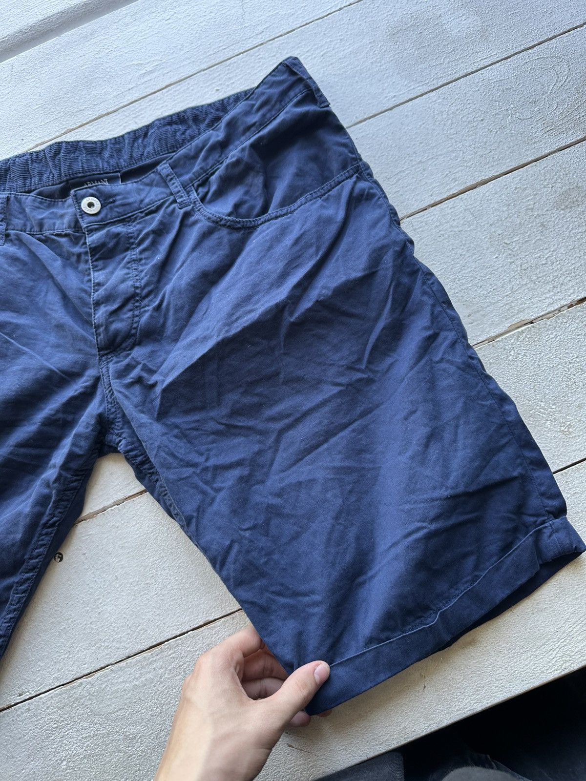 Armani VNTG 🚨 Y2K ARMANI JEANS shorts Streetwear blue LUXURY MEN Size US 36 / EU 52 - 7 Thumbnail