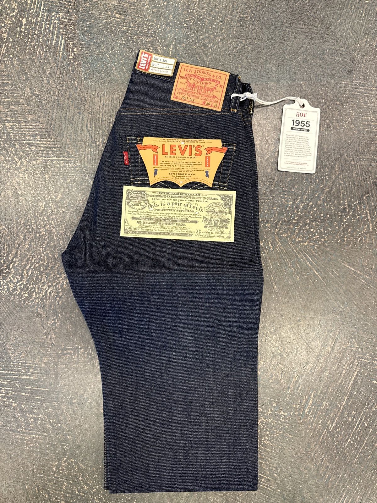 image of Levis Vintage Clothing Levi’S Vintage Clothing 1955 Shrink To Fit Bige Selvedge 501 in Blue (Size 3